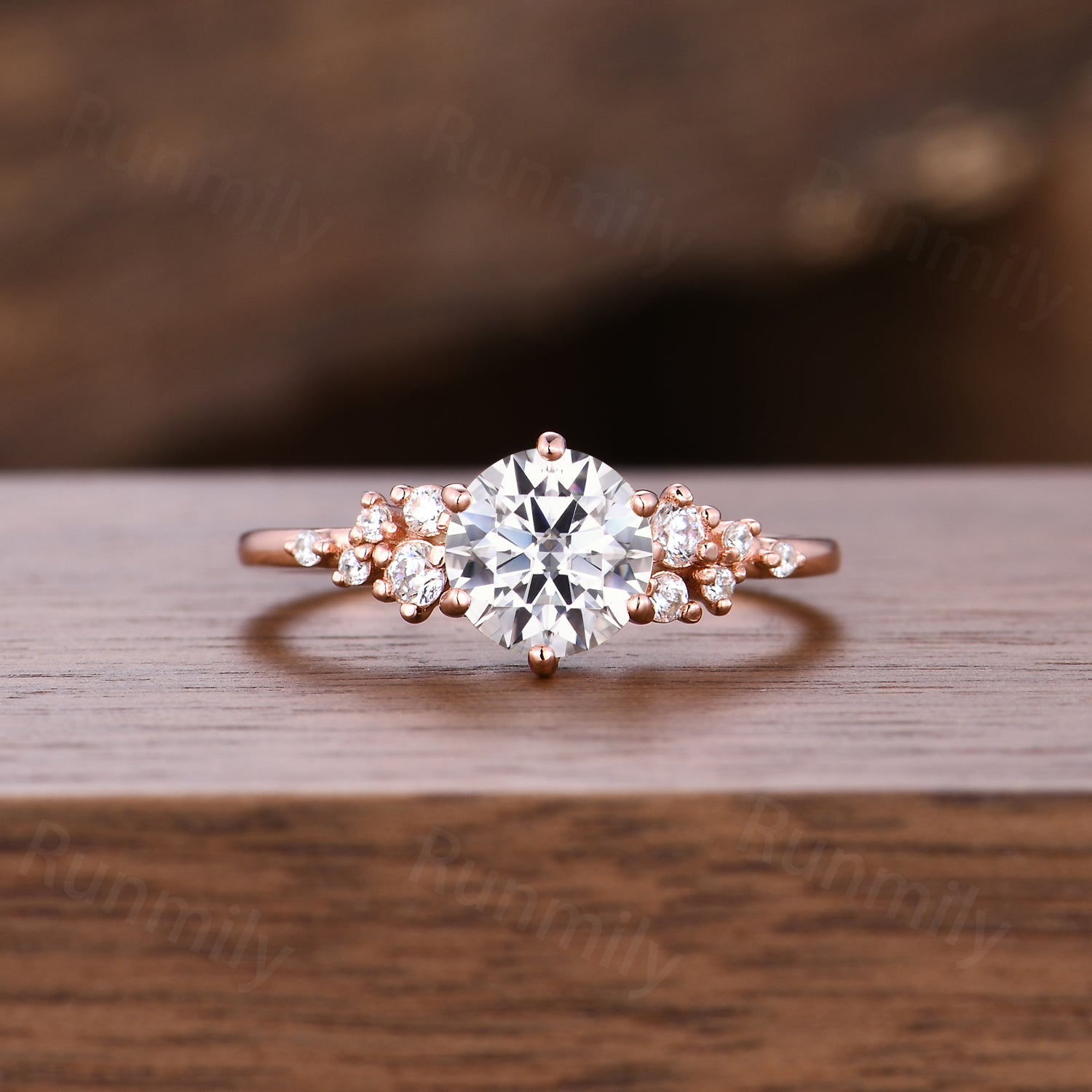 Round cut Moissanite Engagement Ring Set Moss Agate Branch Ring Double Curved Diamond Enhancer Promise Anniversary Ring