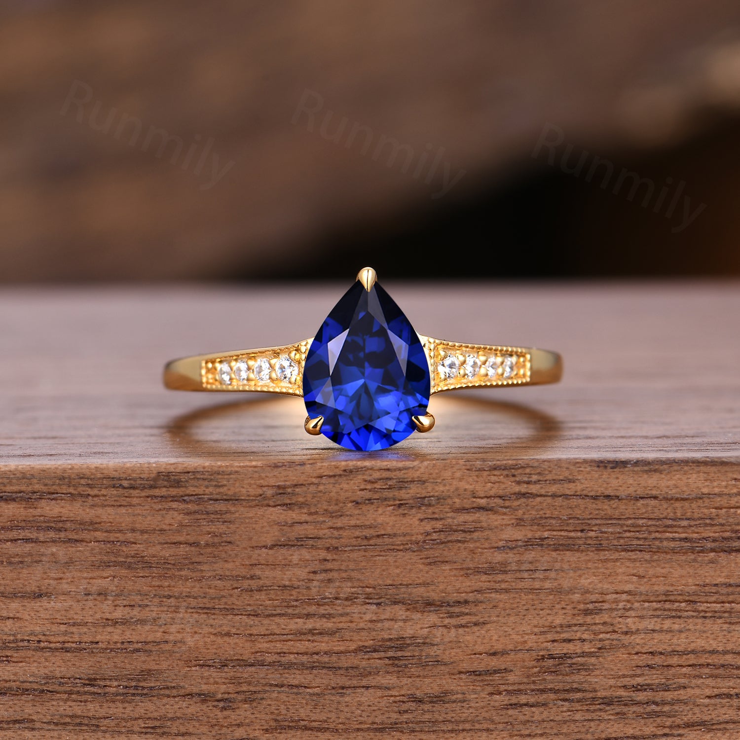 Galaxy Orion Nebula & Sapphire Couples Ring Set, His and Hers Matching Wedding Bands, Unique Yellow Gold Matching Promise Rings
