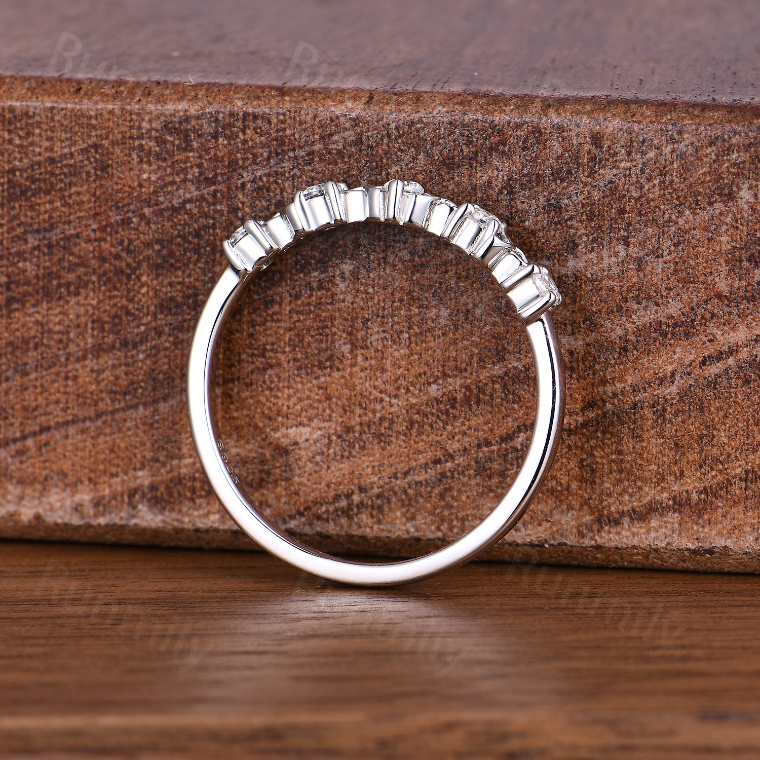 Celtic Knot Moissanite Wedding Band Unique Sterling Silver Stackable Ring Anniversary Art Deco Dainty Wedding Band For Women