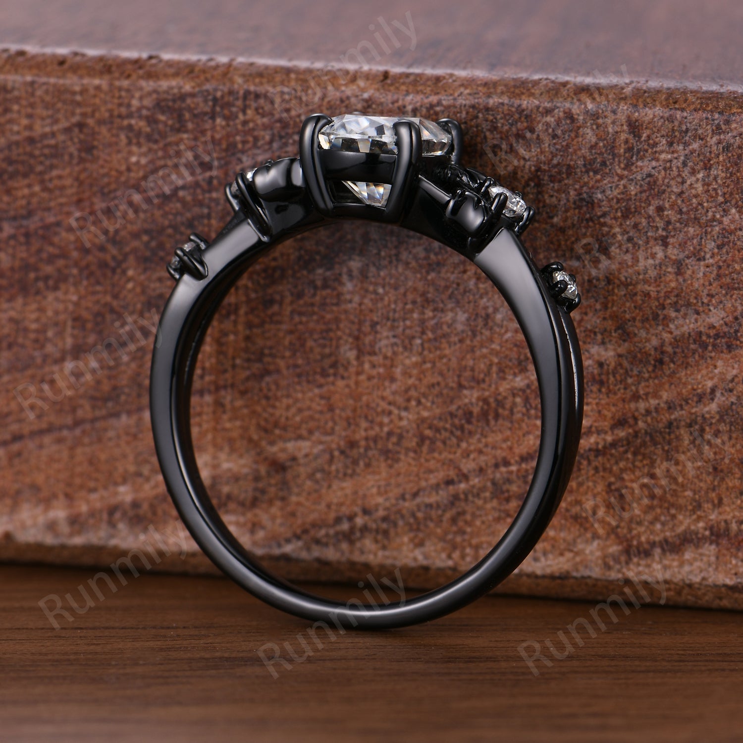 Vintage Oval Cut Moissanite Engagement Ring Black Gold Twig Leaf Moissanite Wedding Ring Nature Inspired Ring Art Deco Bridal Promise Ring