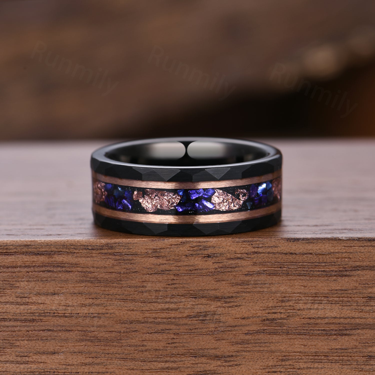 Blue Sapphire Couples Ring Set Vintage Double Curved Diamond Band Rose Gold His and Her Wedding Band Promise Ring For Men and Women