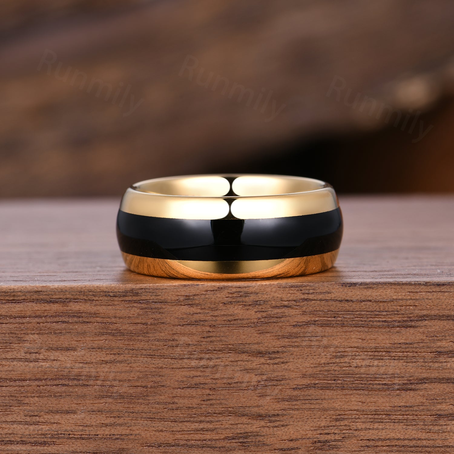 Unique Black Onyx Couples Ring Set - His and Hers Yellow Gold Matching Rings - Vintage Promise Wedding Ring - Mens Tungsten Ring