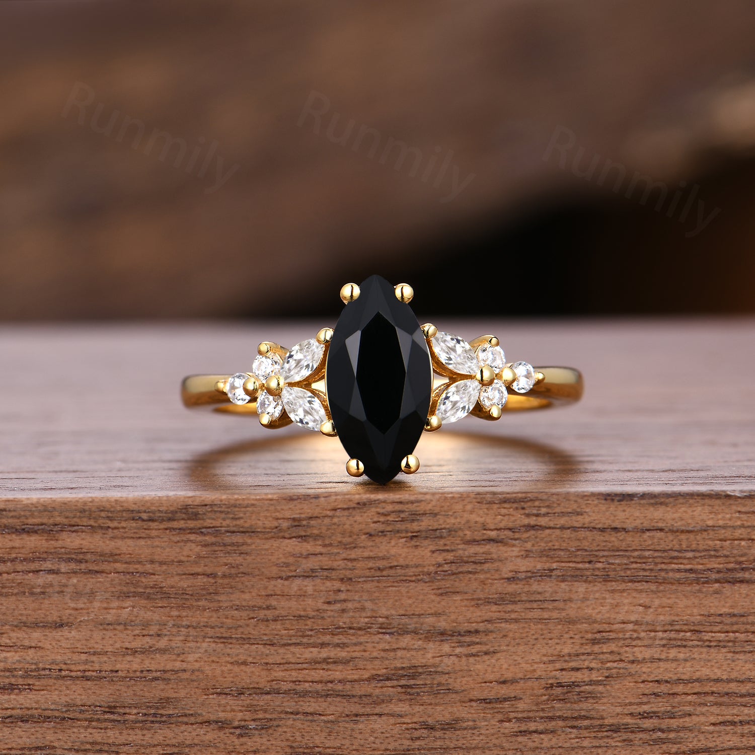 Unique Black Onyx Couples Ring Set - His and Hers Yellow Gold Matching Rings - Vintage Promise Wedding Ring - Mens Tungsten Ring