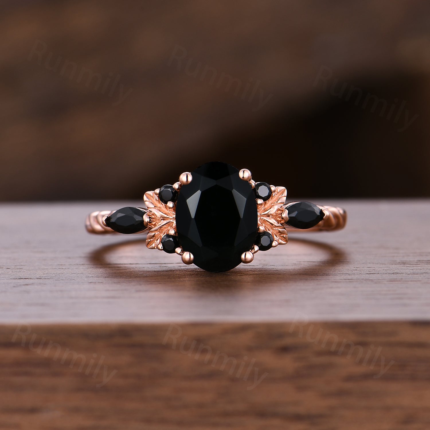 Black Onyx Engagement Ring, Twist Band, Vintage Promise Ring