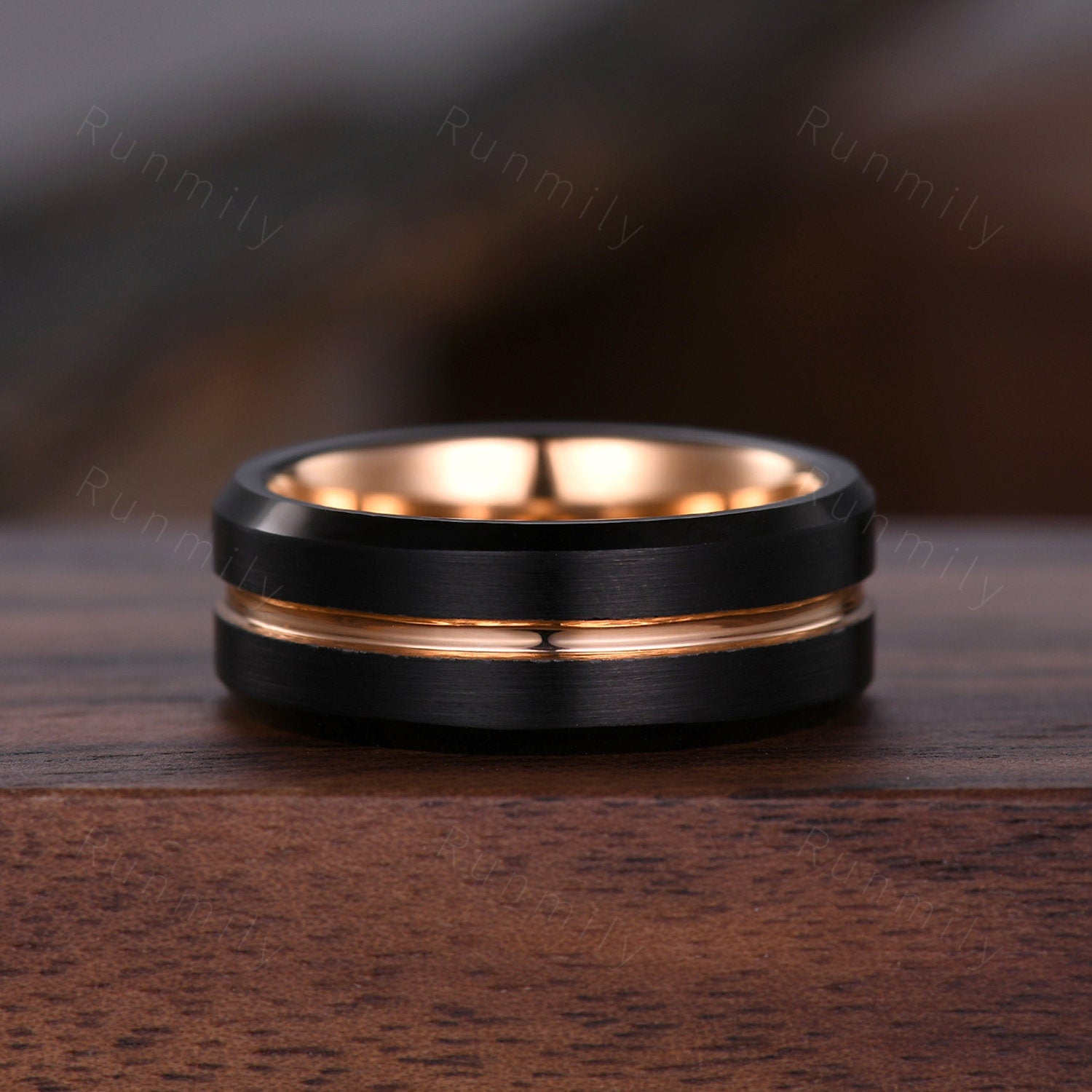 Retro Hexagon Black Rutilated Quartz Ring Set For Couples His and Hers Wedding Band Black Gold Rings Matching Unique Vintage Promise Ring