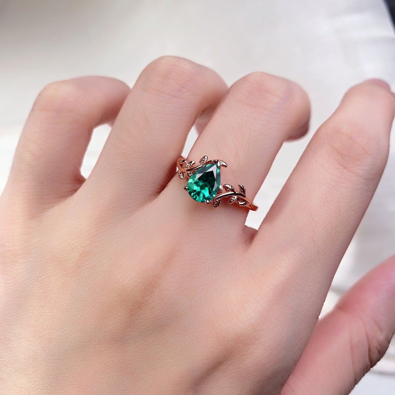 Vintage twig leaf moss agate ring women unique nature inspired engagement ring rose gold wedding ring green agate ring bridal promise gift