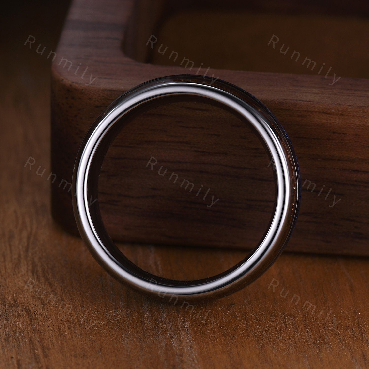 Meteorite & Koa Wood Inlays Tungsten Wedding Band 8mm Mens Wedding Ring Unique Wooden Ring For Mens Comfort Fit Engagement Anniversary Gift