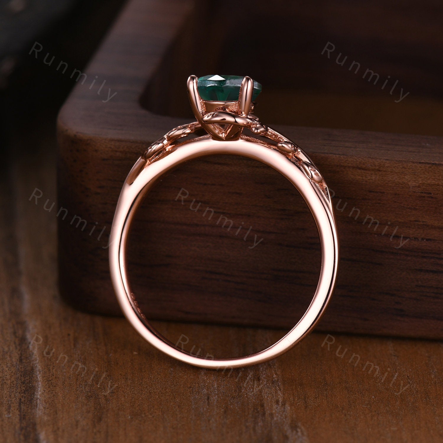 Vintage twig leaf moss agate ring women unique nature inspired engagement ring rose gold wedding ring green agate ring bridal promise gift