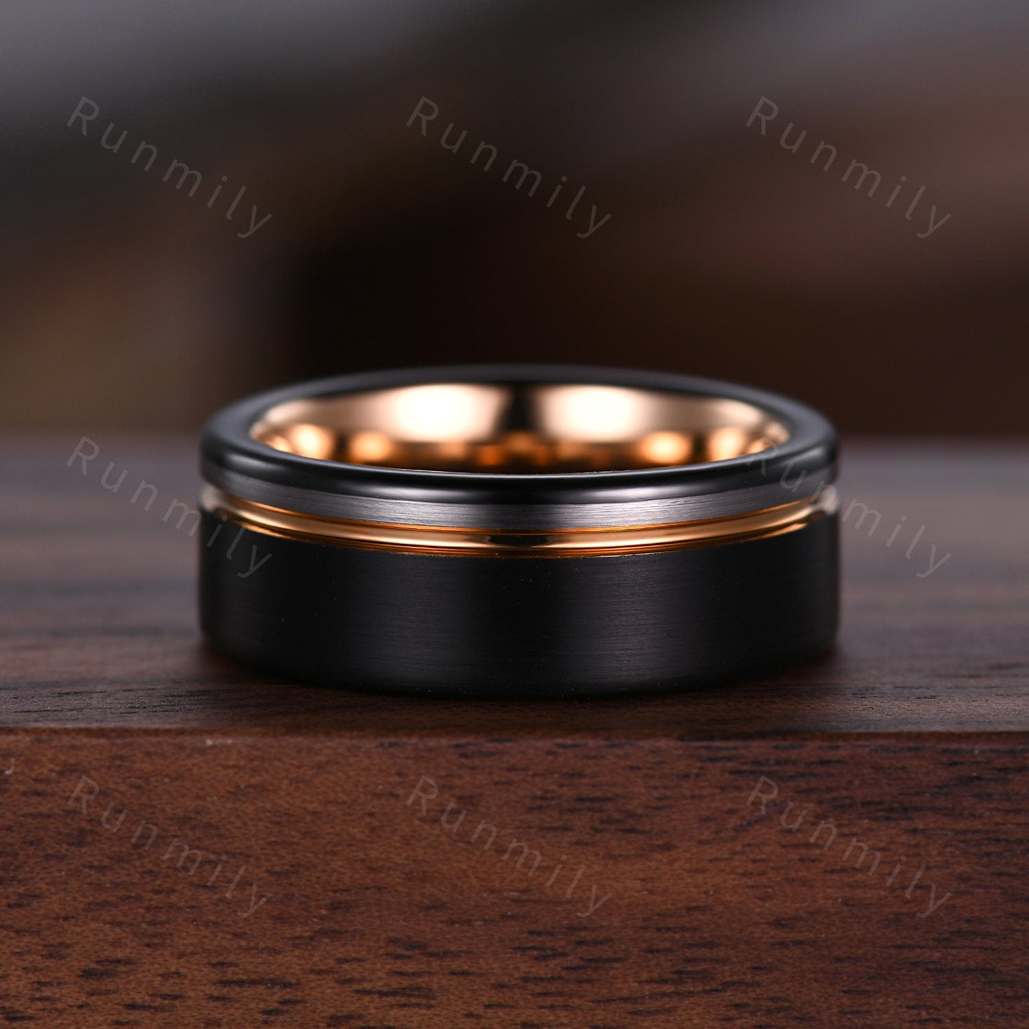 3pcs emerald cut black rutilated quartz engagement ring set silver rings for couples promise matching ring Mens black tungsten wedding band