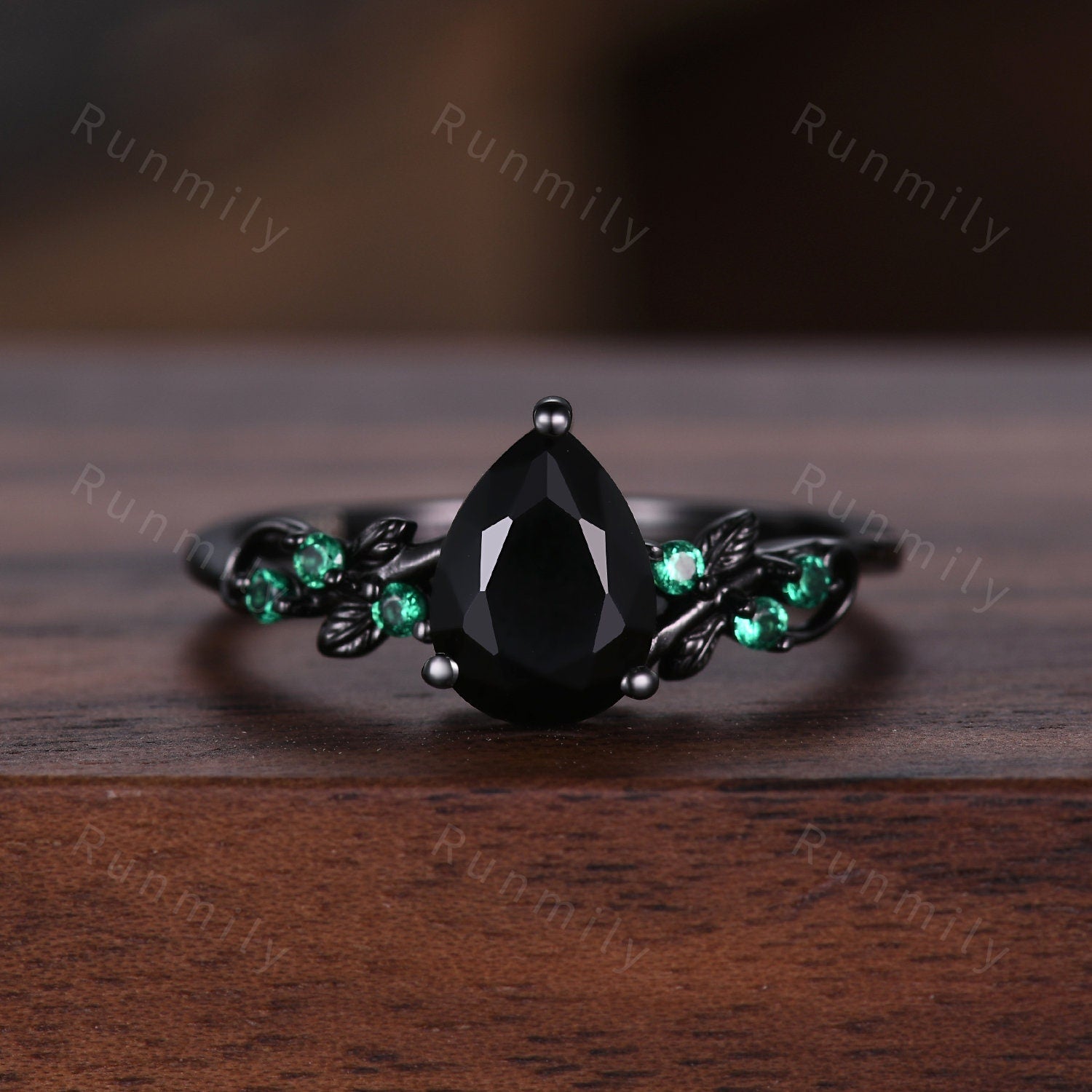 Vintage Black Onyx Couples Ring Black Gold Matching Ring Set His And Hers Wedding Band Mens Hammered Opal Ring Promise Ring Natural Gemstone