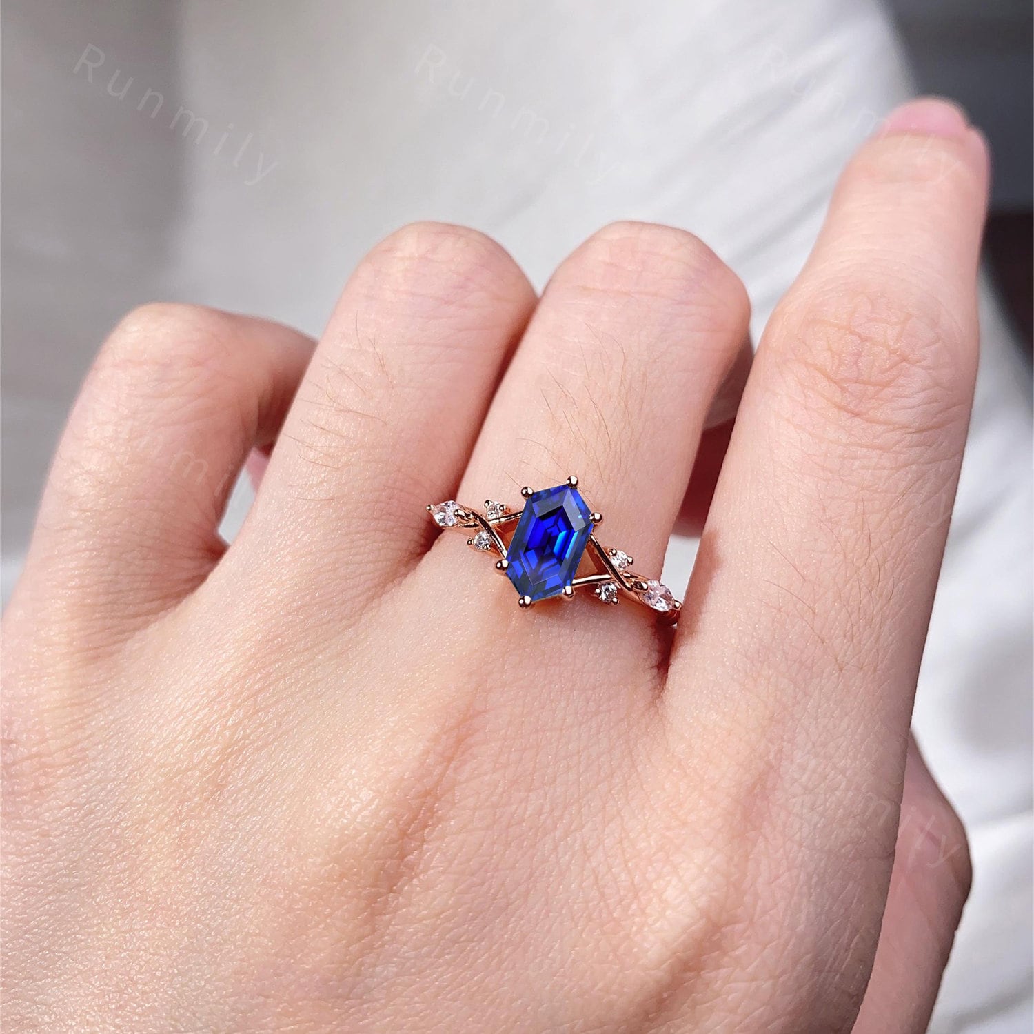 Vintage Blue Sapphire Couples Ring Silver Matching Ring Set His and Hers Wedding Band Promise Ring For Men For Women September Birthstone