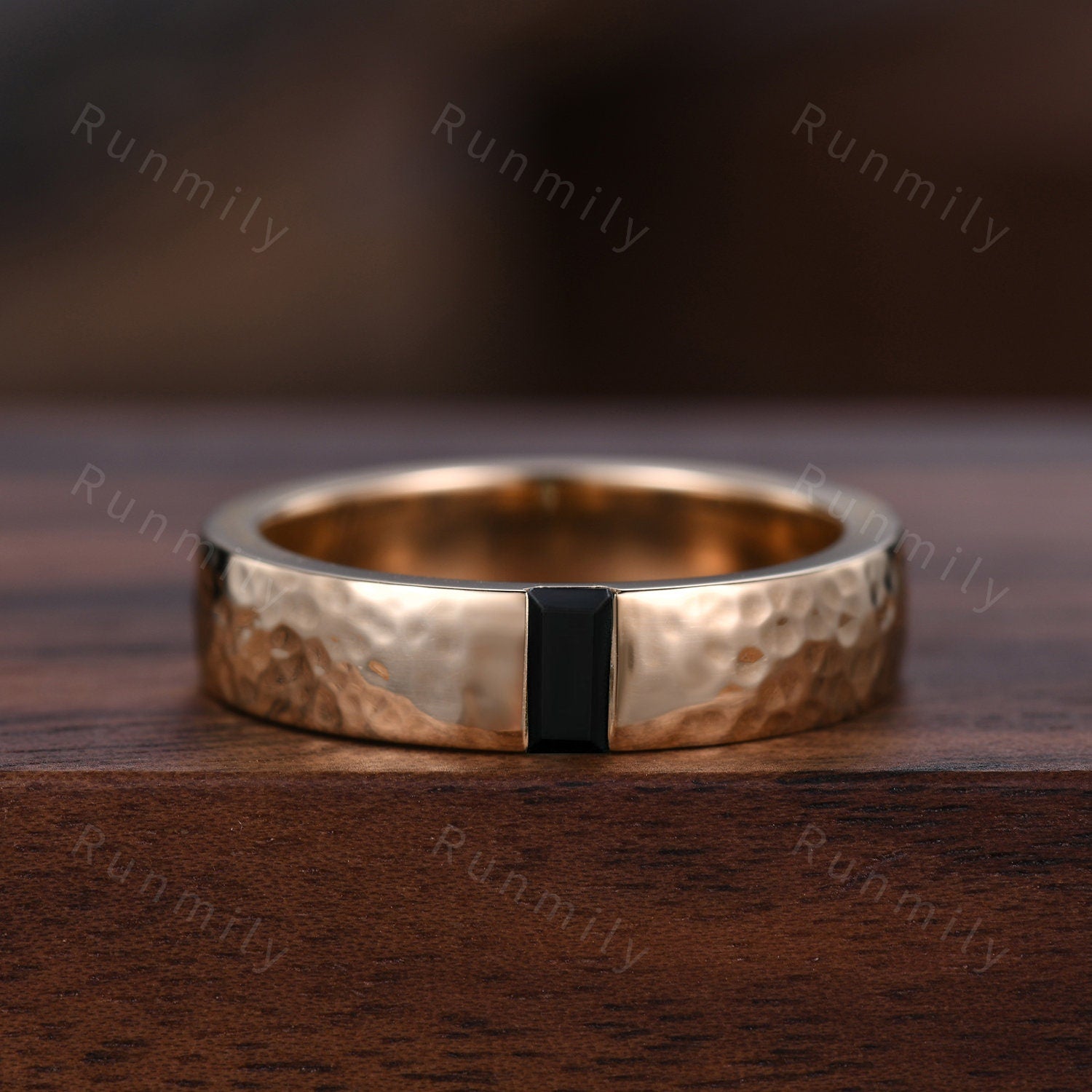 Natural Moss Agate Couples Ring Yellow Gold Matching Ring Set His and Hers Wedding Band Promise Ring For Men For Women Kite Cut Ring