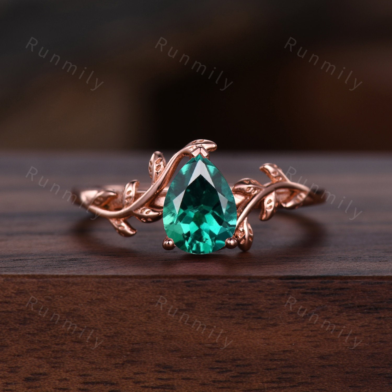 Vintage Green Emerald Couples Ring Rose Gold Matching Ring Set His And Hers Wedding Band Promise Ring For Men For Women May Birthstone Ring