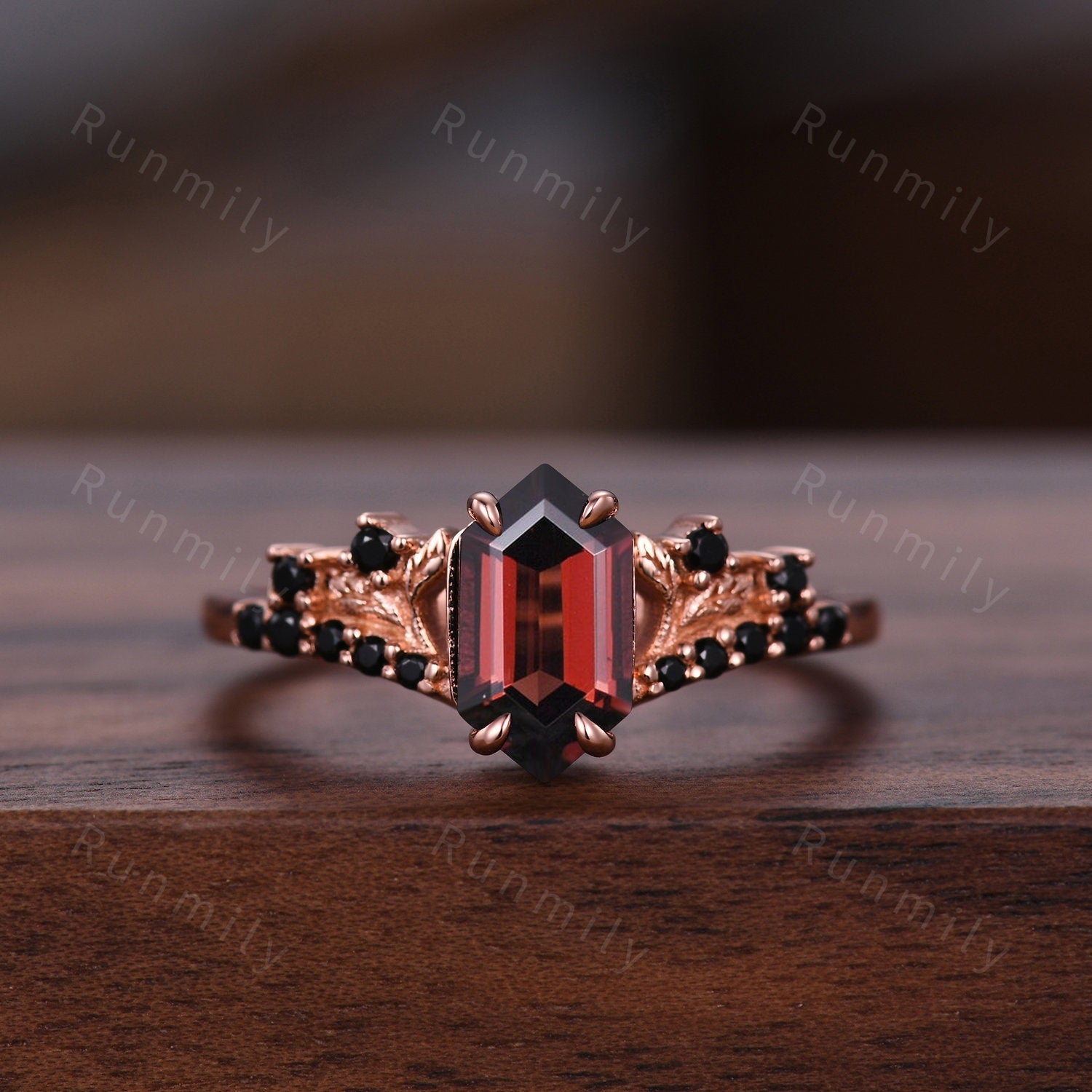 Vintage garnet couples ring set rose gold matching promise ring His and Hers wedding band Mens ruby tungsten ring anniversary ring gifts