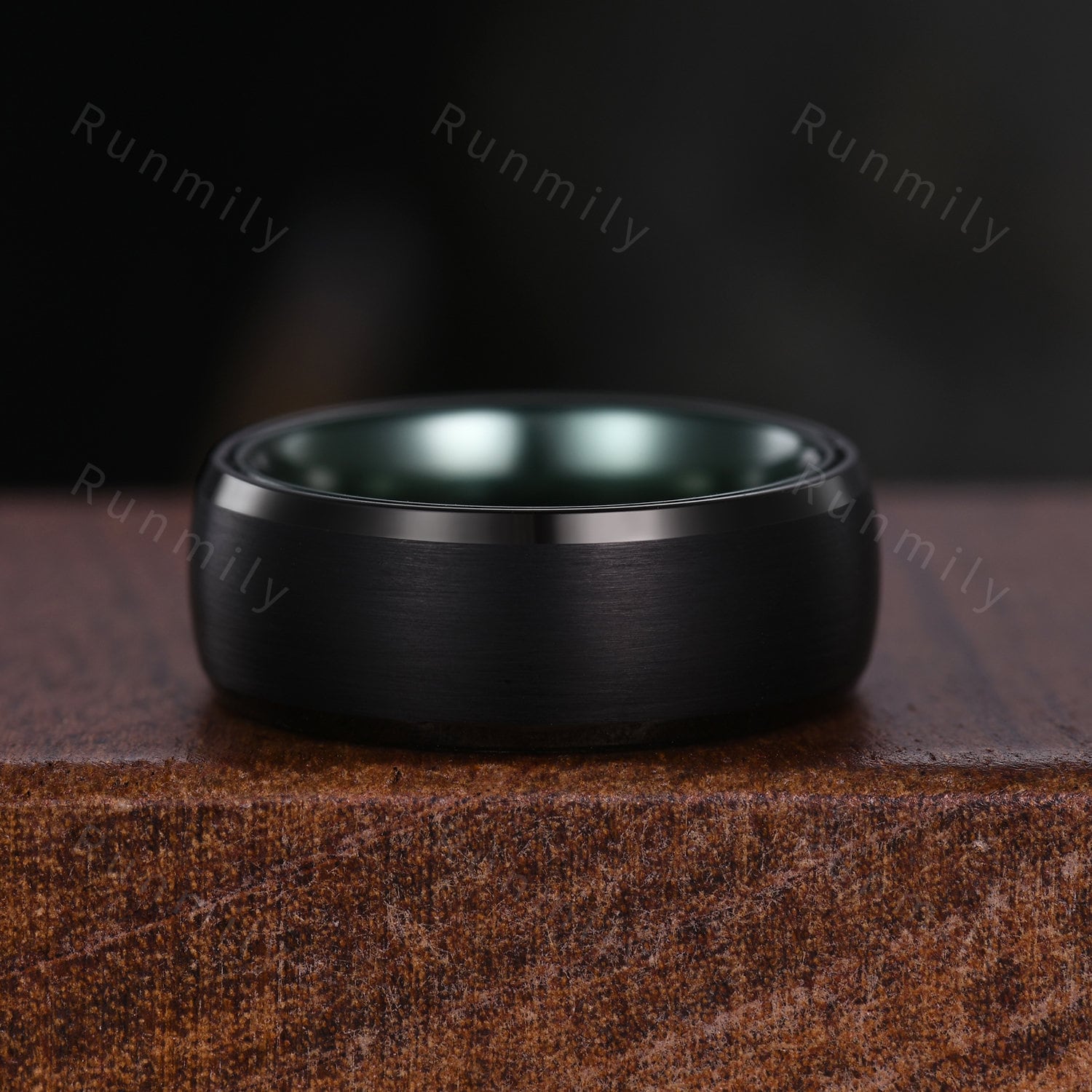 Vintage Natural Moss Agate Couples Ring Unique Matching Ring Set His And Hers Wedding Band Mens 8mm Tungsten Band Green And Black Rings