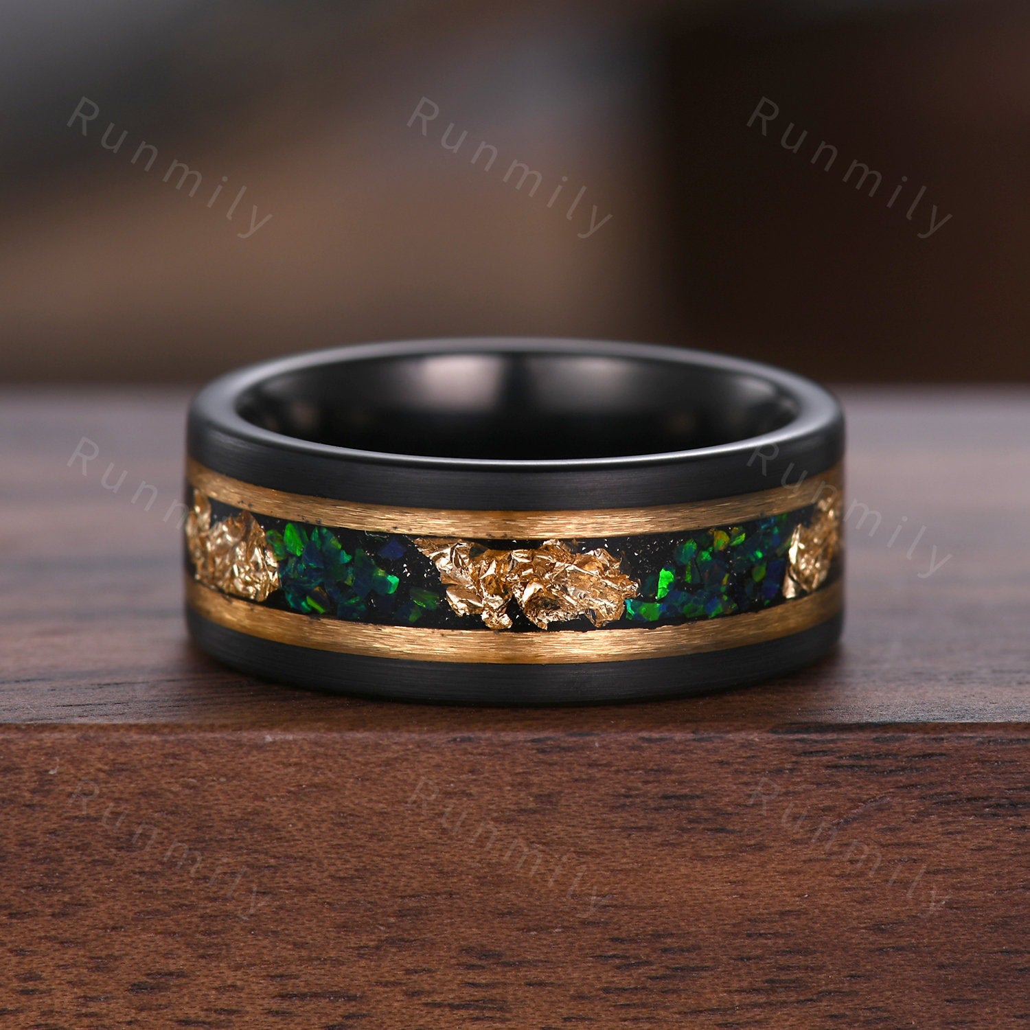 Vintage Emerald Couples Ring Yellow Gold Matching Ring Set His and Hers Wedding Band Mens Fire Opal Ring Promise Ring For Men For Women