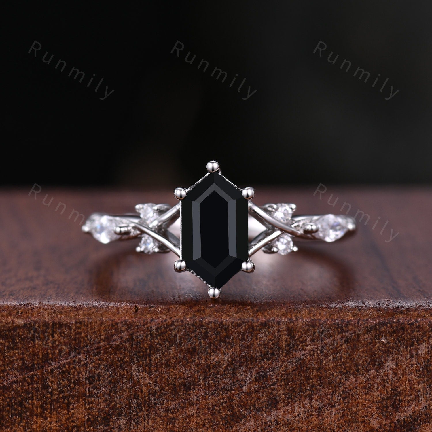 Vintage Black Onyx Couples Ring Sterling Silver Matching Ring Set His and Hers Wedding Band Mens Meteorite Ring Natural Black Gemstone Ring