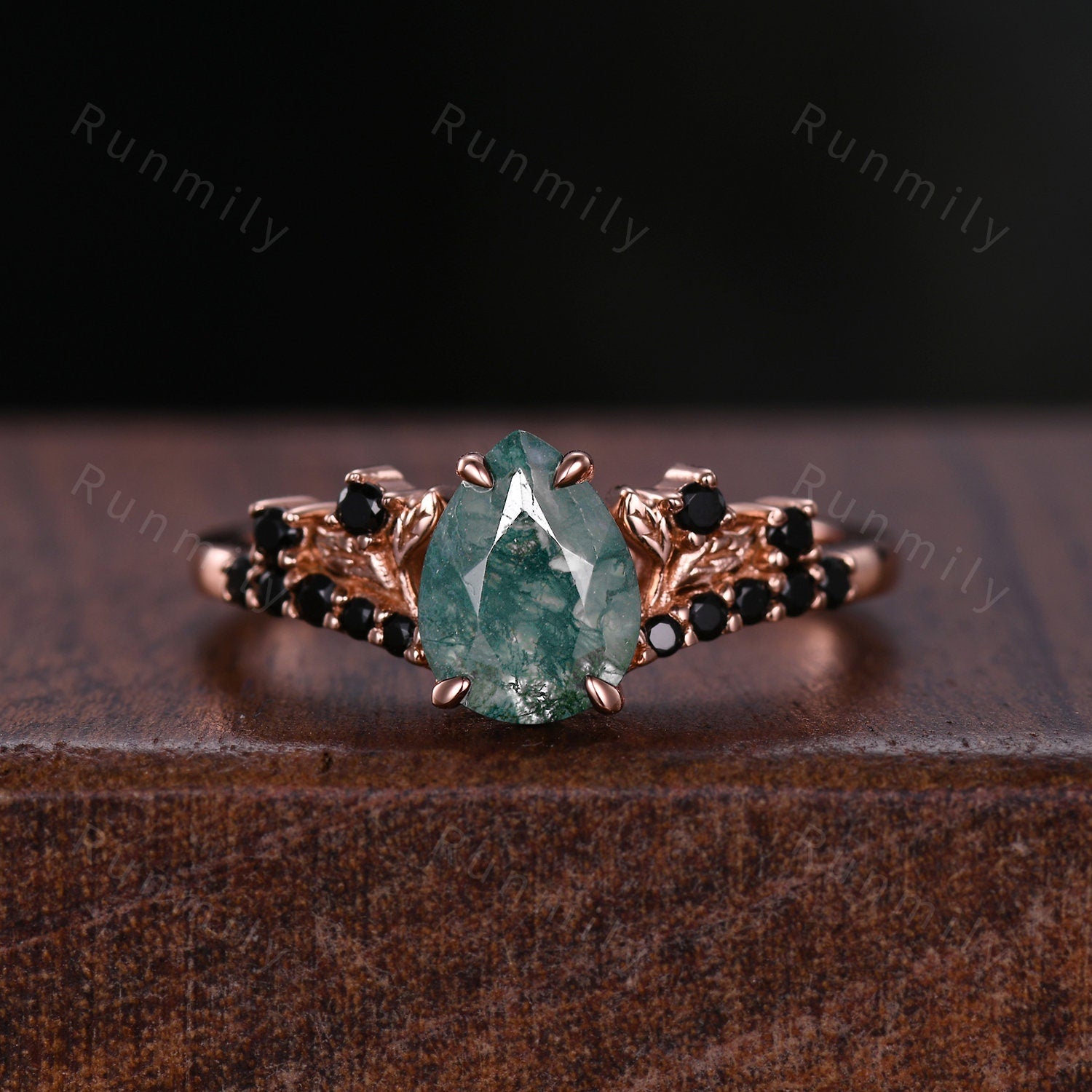 Vintage Natural Moss Agate Couples Ring Unique Matching Ring Set His And Hers Wedding Band Mens 8mm Tungsten Band Green And Black Rings