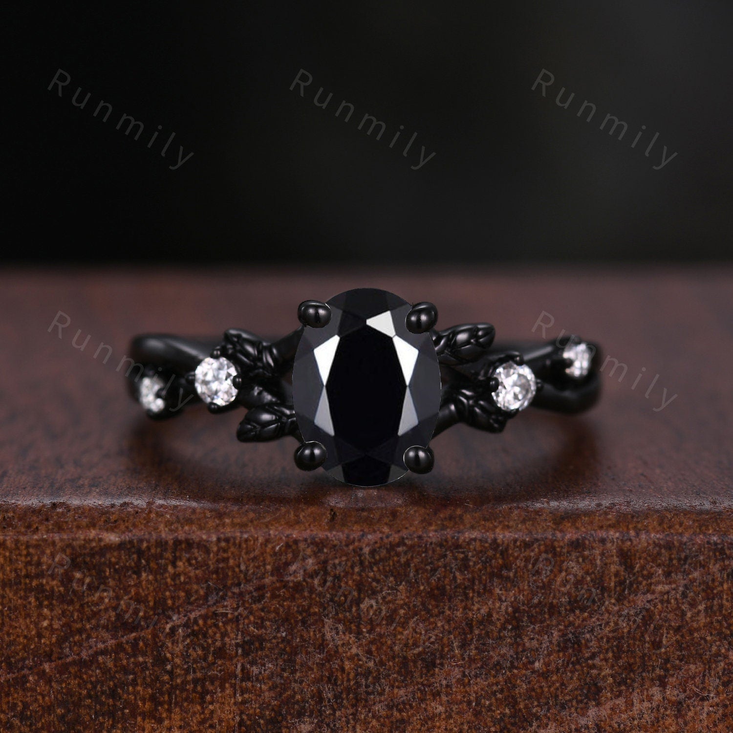 Oval Cut Black Onyx Couples Ring Set Vintage Black Gold Ring Mens Meteorite Tungsten Ring His And Hers Wedding Band Leaf Style Promise Ring