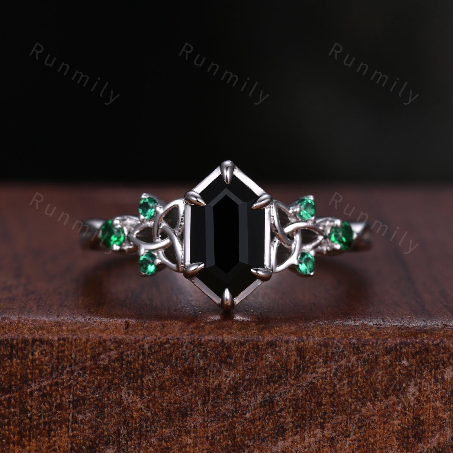 Celtic Black Onyx Couples Ring Silver Matching Ring Set Mens Gothic Tree Bark Ring His and Hers Wedding Band Antique Promise Ring Set