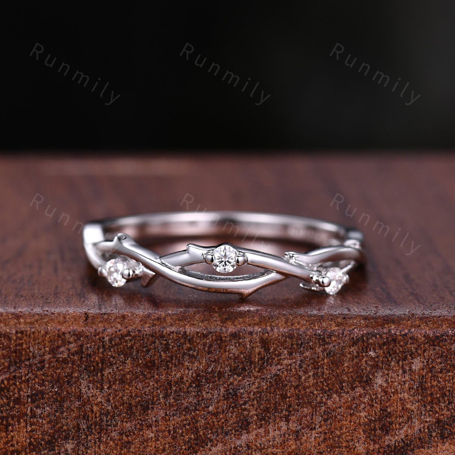 Nature Inspired Moissanite Couples Ring Silver Matching Ring Set Mens Gothic Tree Bark Ring His and Hers Wedding Band Vine Twig Ring