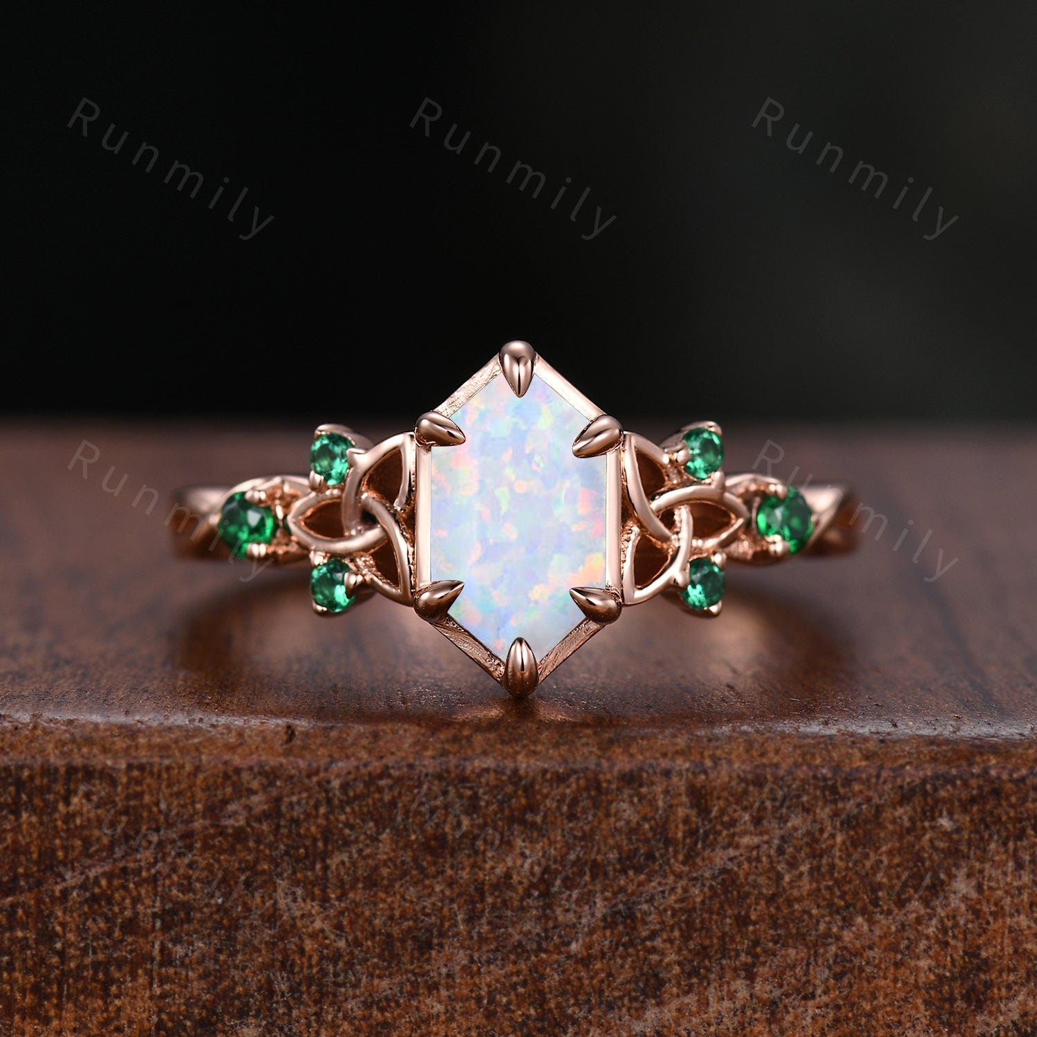 Vintage White Opal Couples Ring Rose Gold Matching Ring Set His and Hers Wedding Band Mens Opal Ring October Birthstone Promise Ring