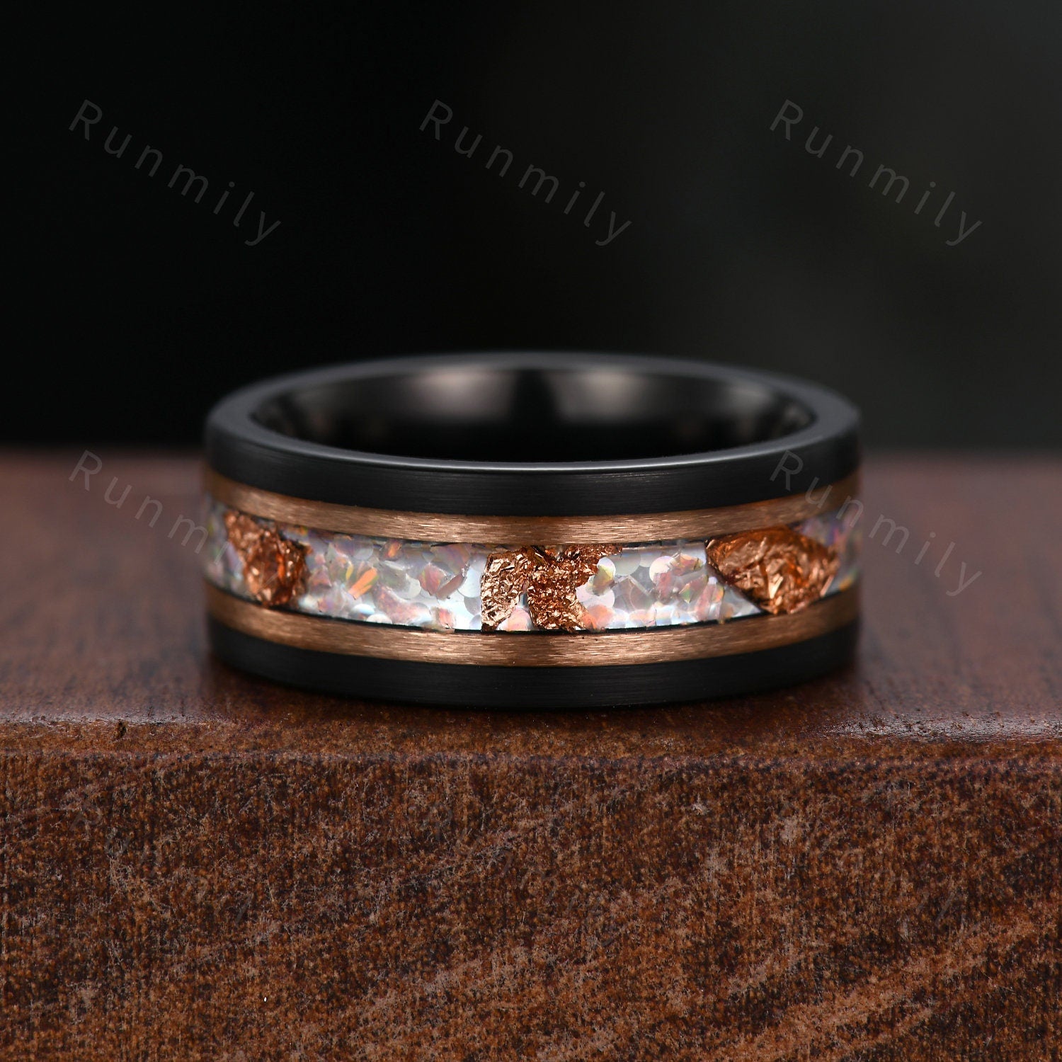 Vintage White Opal Couples Ring Set Rose Gold Twig Leaf Ring His and Hers Wedding Band Mens Opal Ring October Birthstone Anniversary Rings