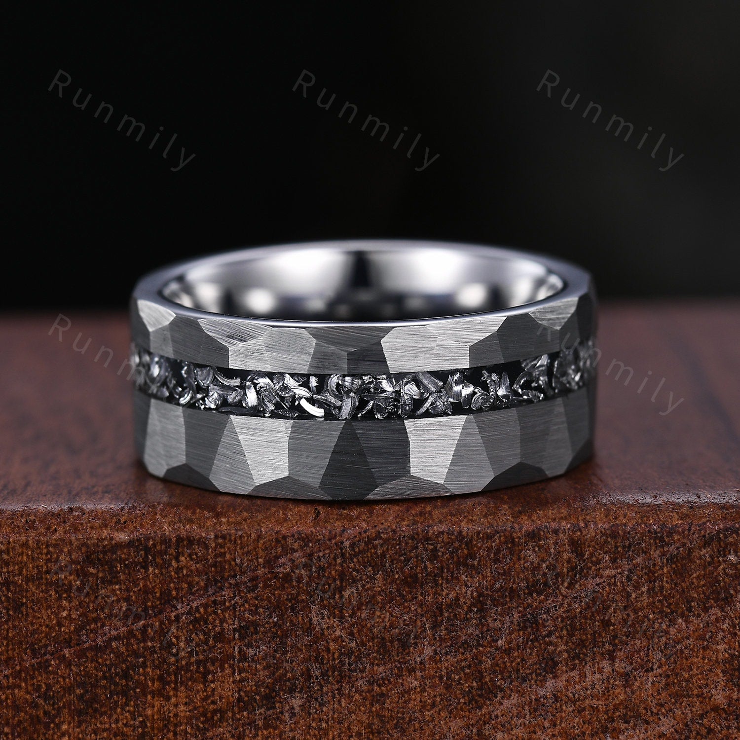 Vintage Black Onyx Couples Ring Sterling Silver Matching Ring Set His and Hers Wedding Band Mens Meteorite Ring Natural Black Gemstone Ring