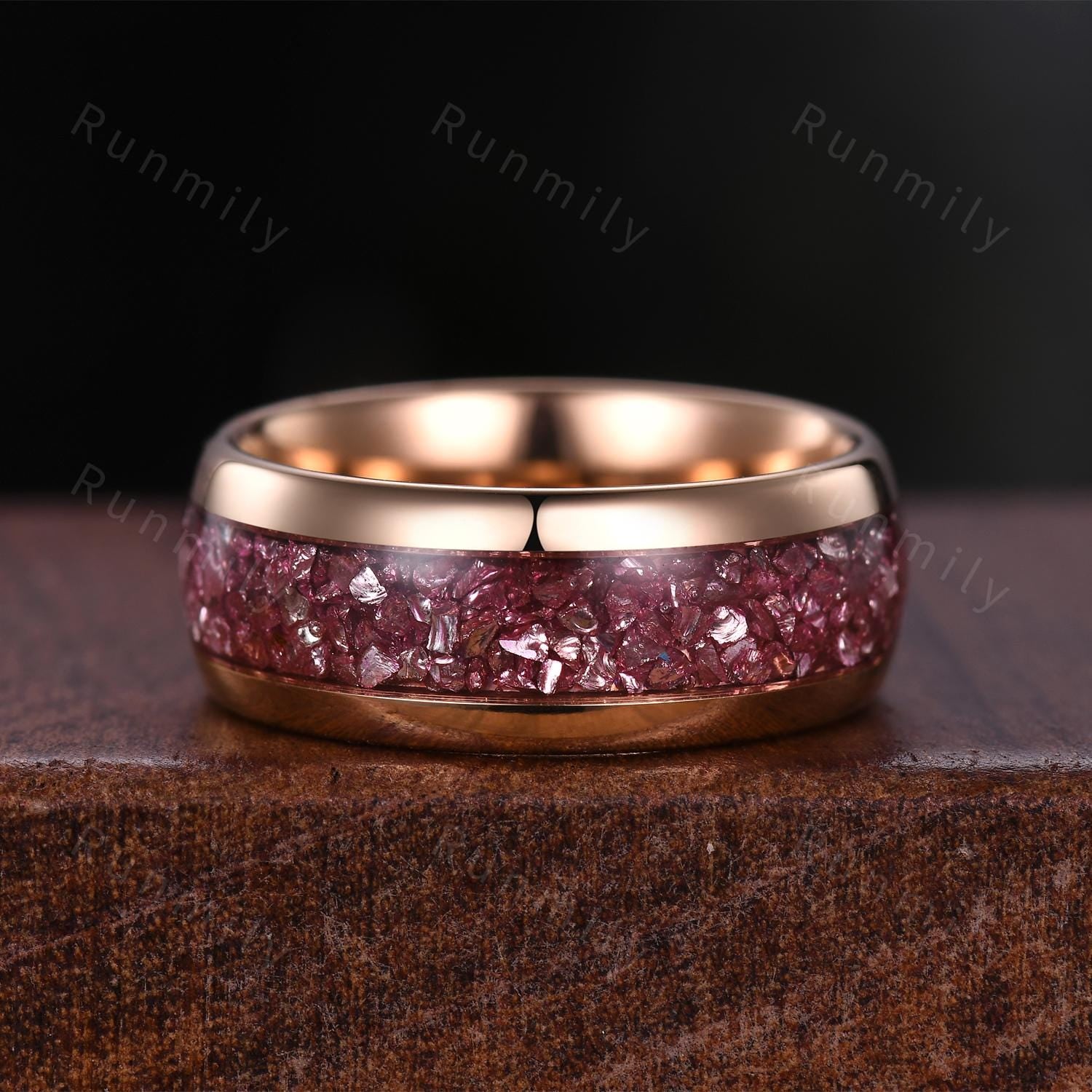 Rose Quartz Floral Leaf Couples Ring Set Rose Gold His and Hers Wedding Band Mens Pink Tungsten Ring Natural Inspired Ring Matching Ring Set