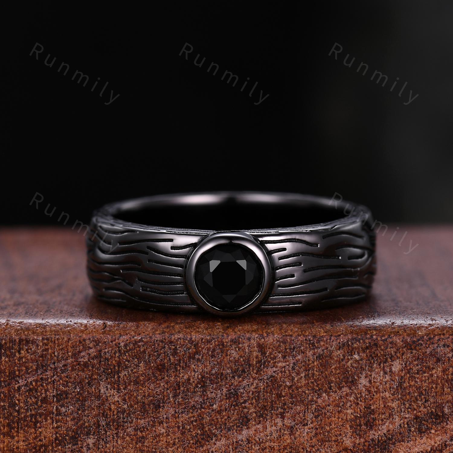 Gothic Black Onyx Couples Ring Set Black Gold Promise Ring For Men For Women Vintage His and Hers Wedding Band Mens Engagement Ring Gift