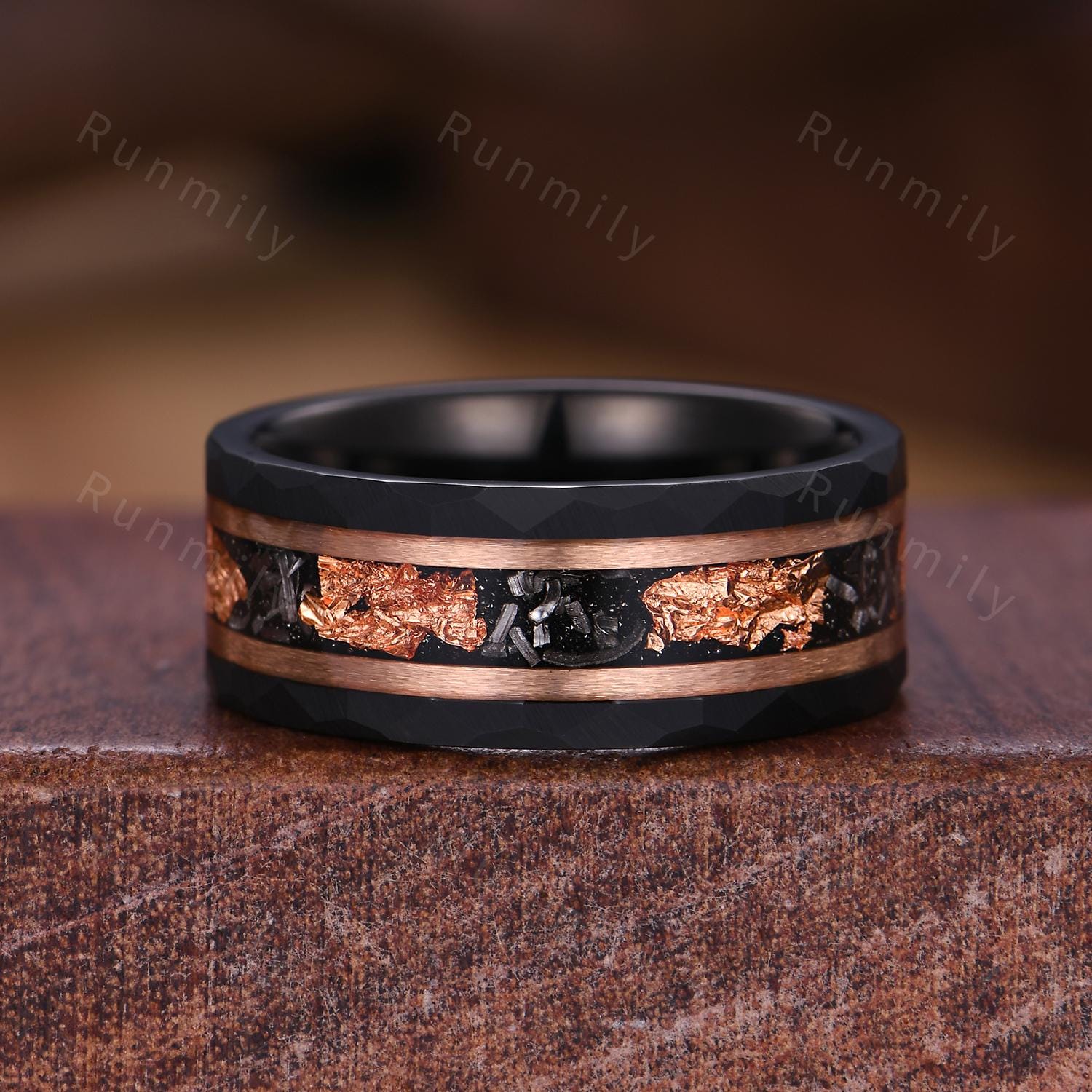 Unique Black Onyx Couples Ring Set Rose Gold His And Hers Wedding Band Art Deco Stacking Ring Mens Tungsten Ring Promise Ring Set For Women