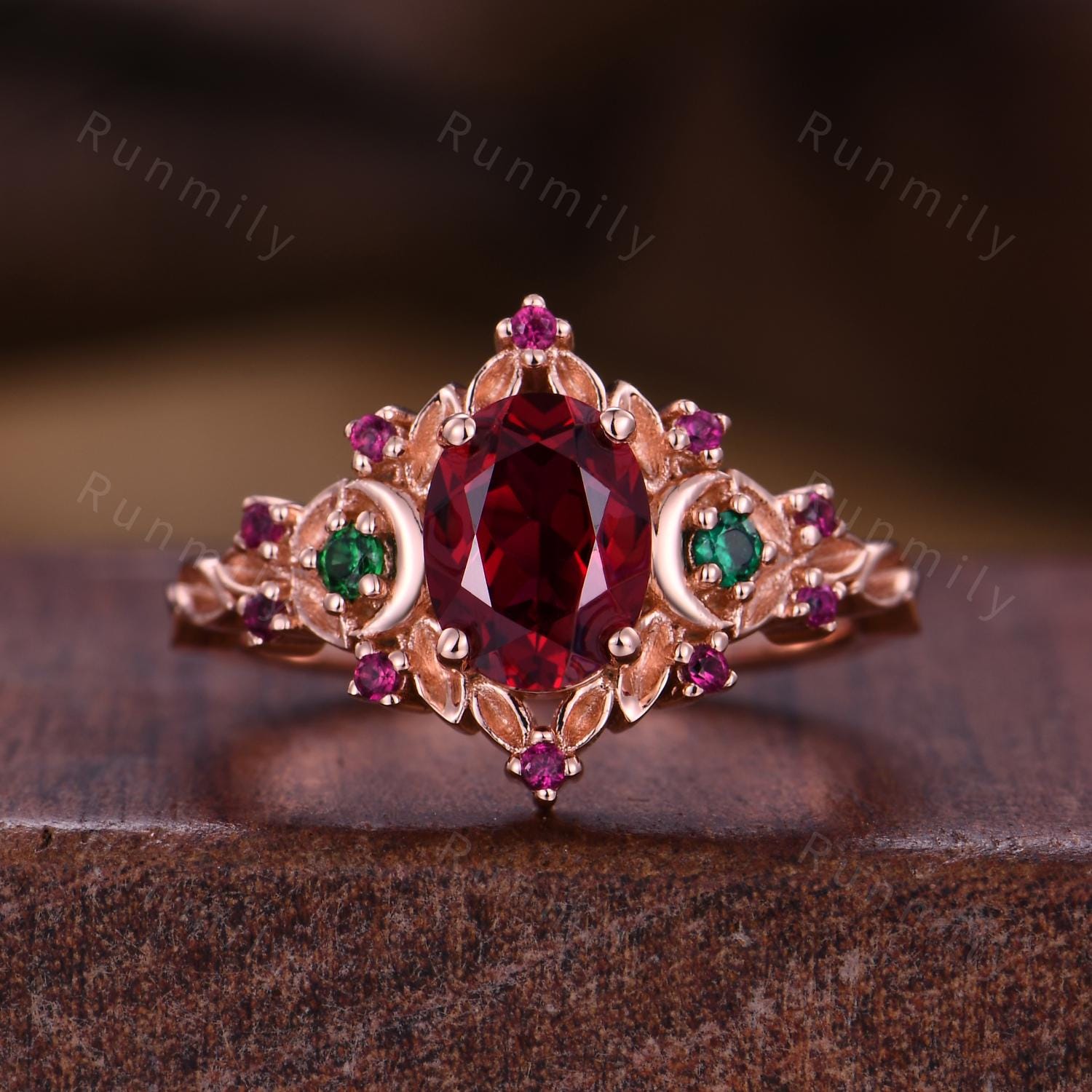 Antique Oval Ruby Couples Ring Set Rose Gold Matching Promise Ring Vintage His and Hers Wedding Band Mens Ruby Ring Anniversary Ring Gifts
