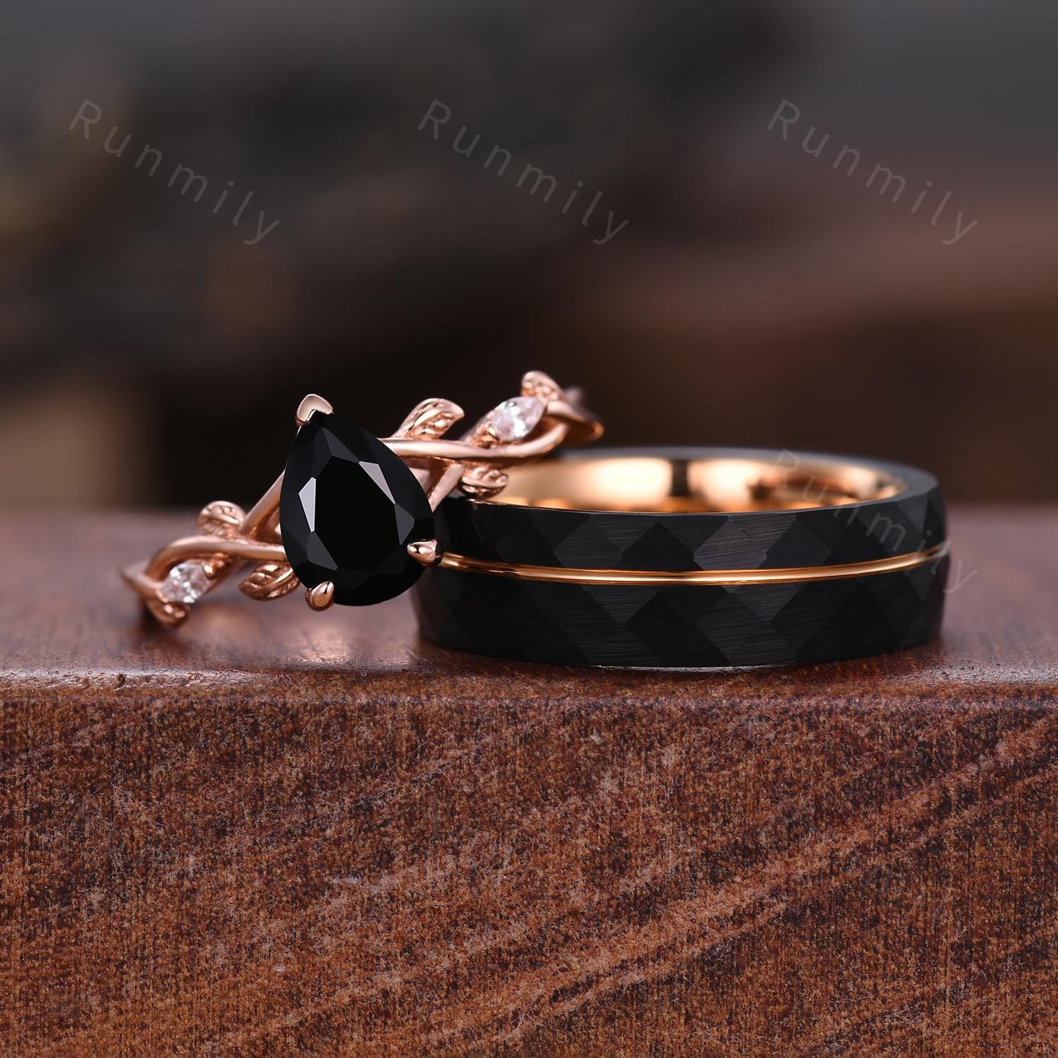 Vintage Sunstone Couples Ring Rose Gold Matching Ring Set His And Hers Wedding Band Promise Ring For Men For Women Energy Stone Ring
