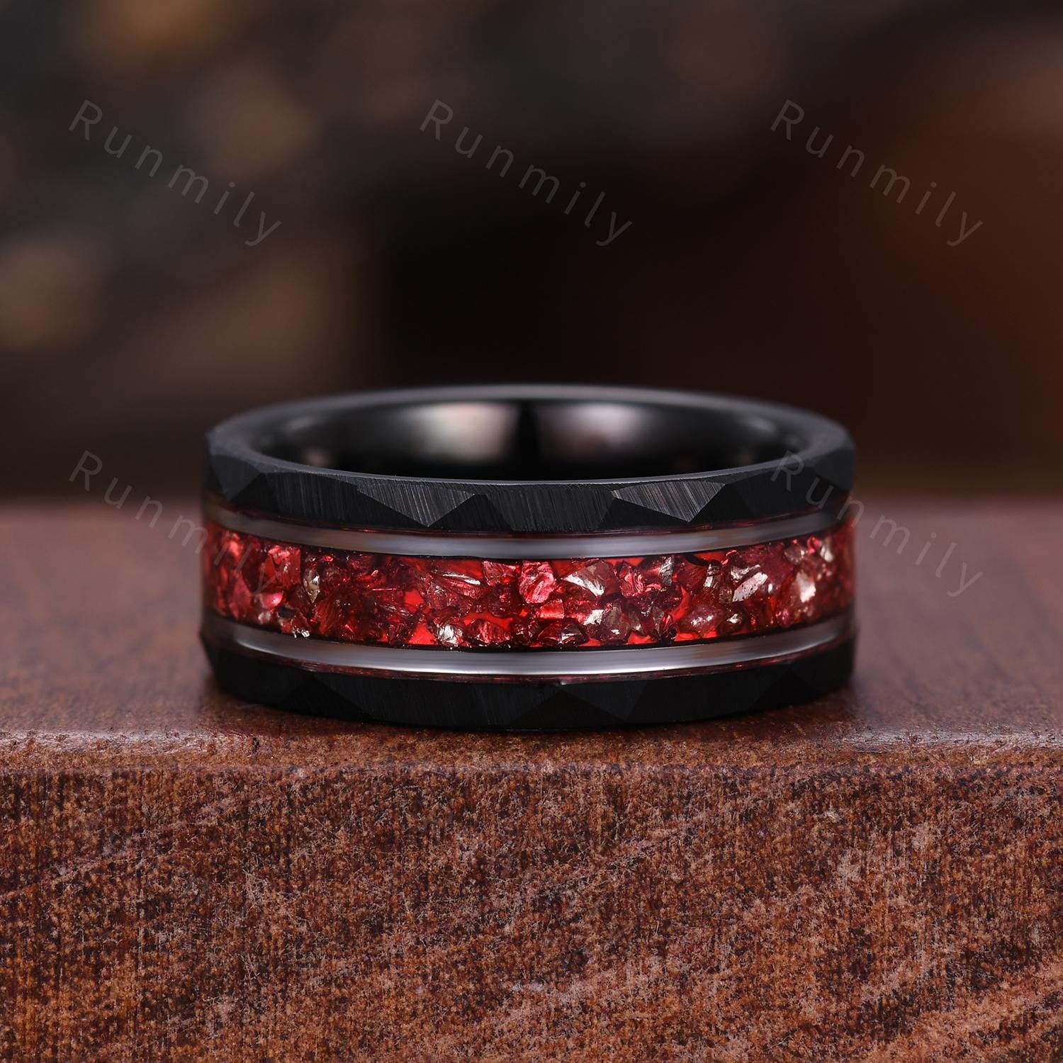 Oval cut Garnet couples ring set silver black gold matching promise ring vintage His and Hers wedding band Mens garnet ring anniversary ring