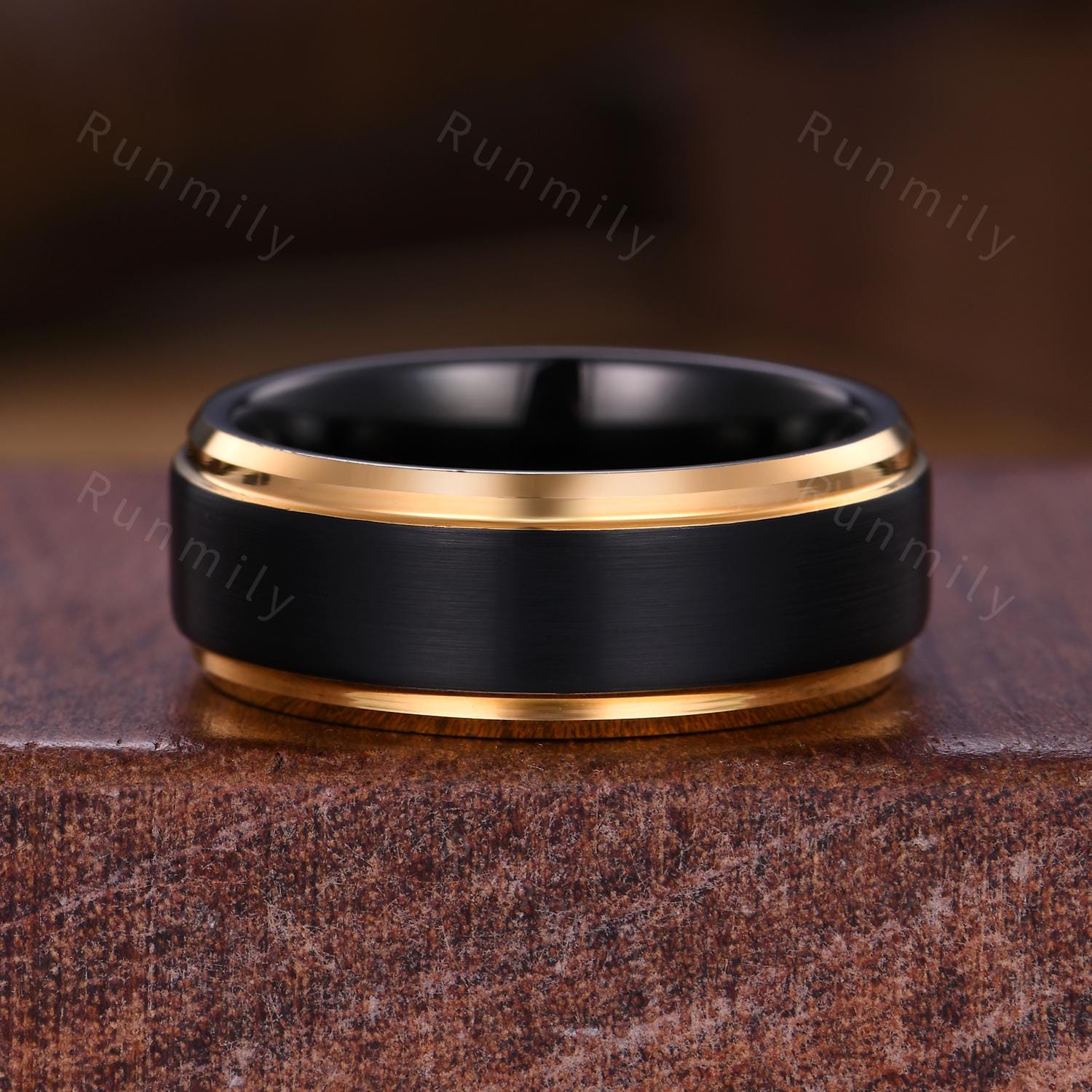 Celtic knot black onyx couple ring yellow gold His and Hers wedding band hexagon cut bridal ring Mens black tungsten ring promise ring set