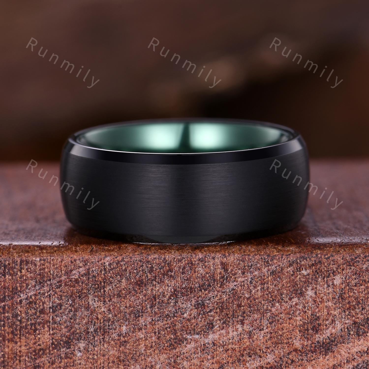 Oval cut Black Onyx Couples Ring Set Twig Leaf Ring Black Gold His and Hers Wedding Band Women Nature Inspired Ring Green and Black Rings