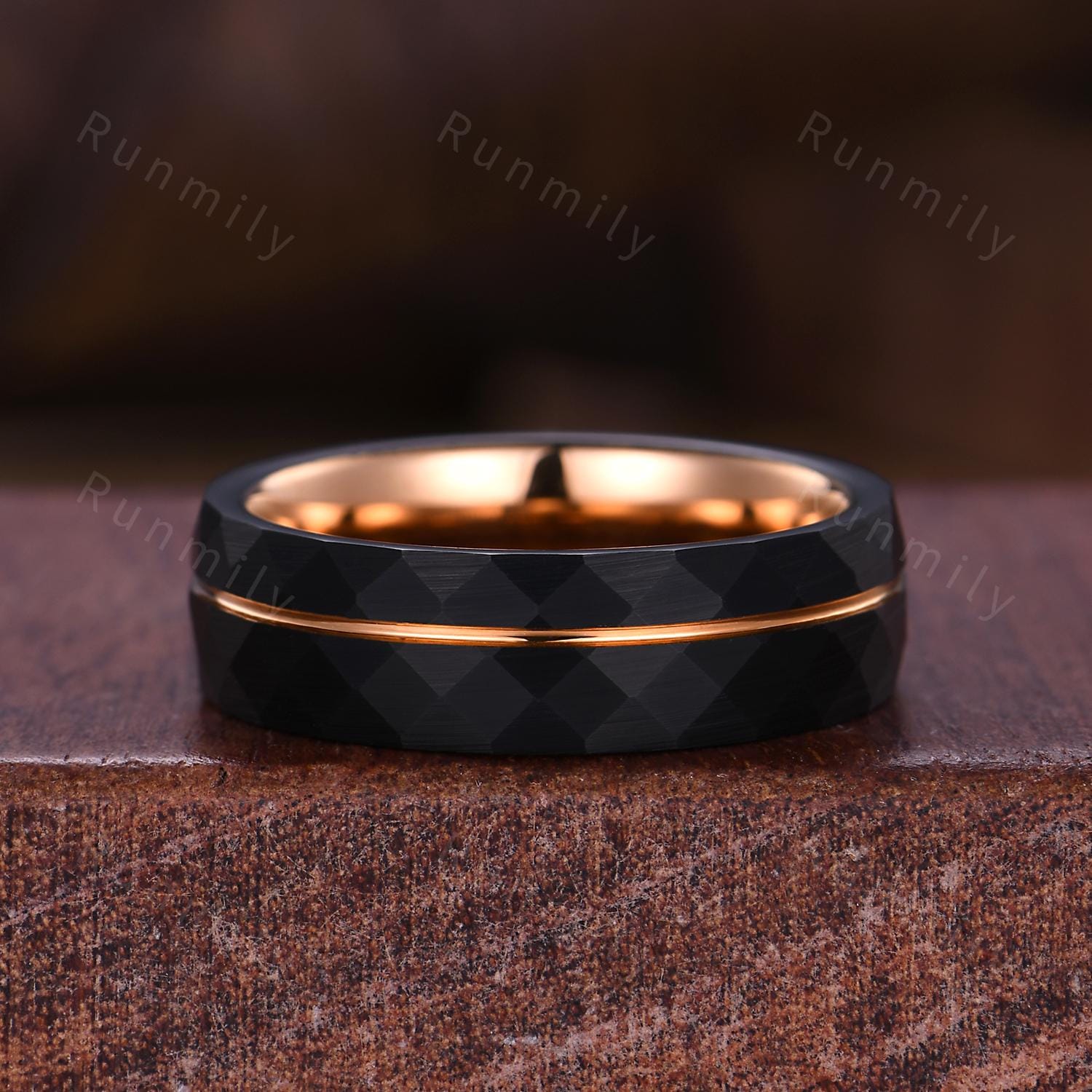 Vintage Smoky Quartz Couples Ring Rose Gold Matching Ring Set His and Hers Wedding Band Promise Ring For Men For Women Brown Gemstone Ring