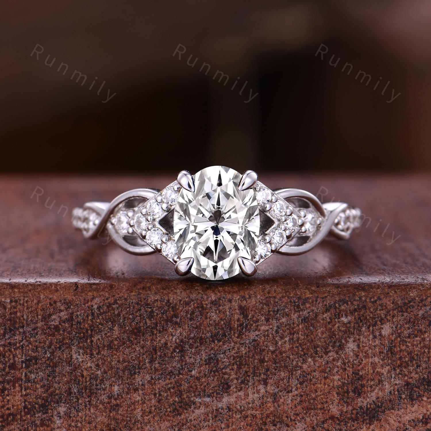 Oval cut Moissanite couple ring, vintage His and Hers wedding band, Mens silver tungsten ring, Moissanite jewelry for couple, promise rings