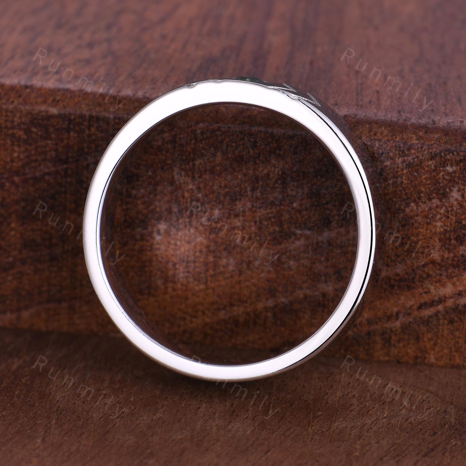 Kite cut Blue Sapphire Wedding Band Mens Wedding Band 5mm September Birthstone Mens Ring Unique Mens Engagement Ring Band Retro Vintage Ring