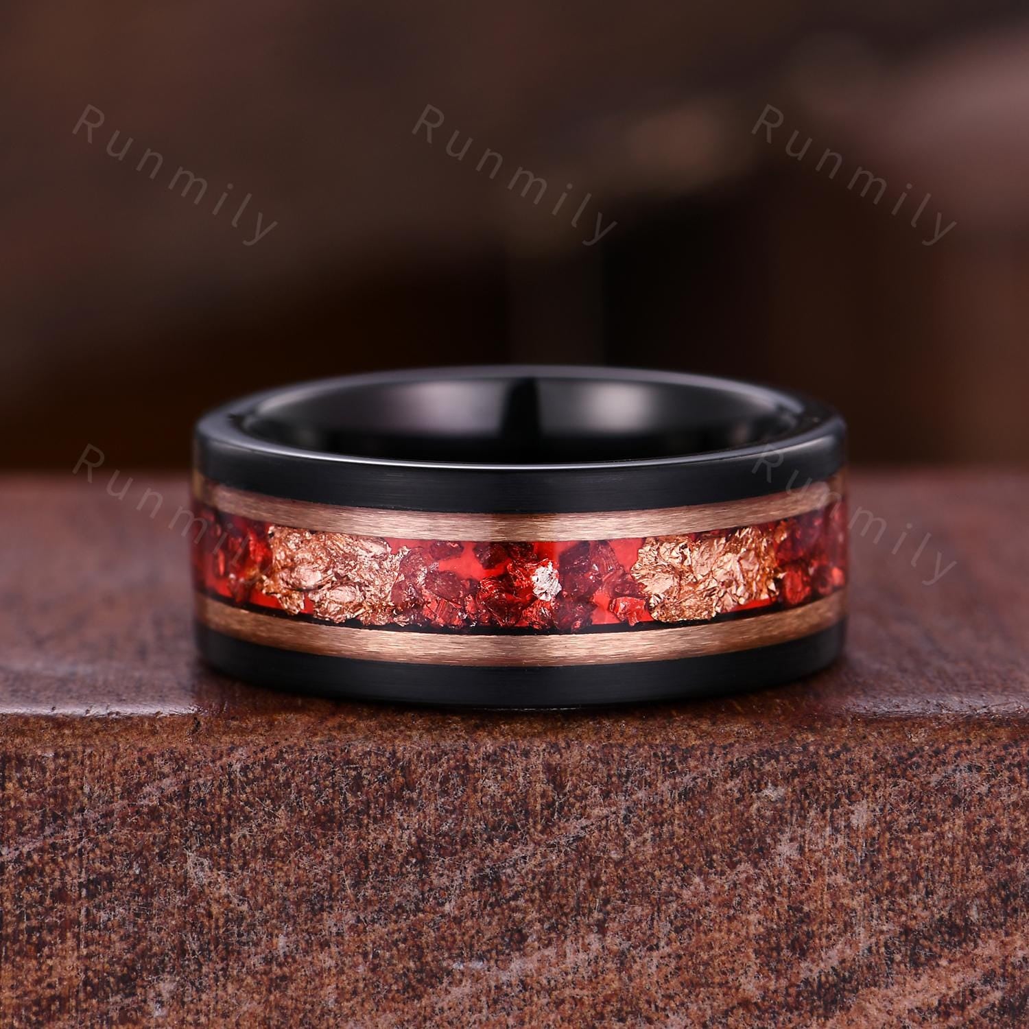 Oval cut Ruby couples ring set rose gold matching promise ring vintage His and Hers wedding band Mens Tungsten ring July birthstone gifts