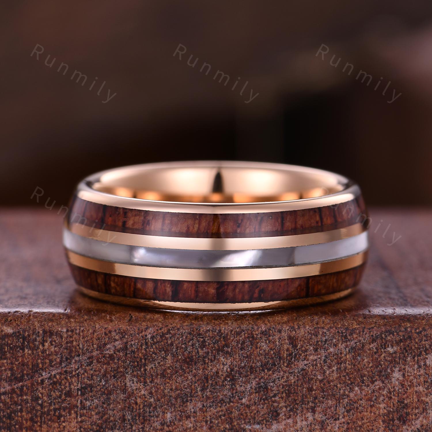 Hexagon cut White Opal Couples Ring Set Rose Gold Twig Leaf Ring His and Hers Wedding Band Mens Tungsten Ring October Anniversary Rings