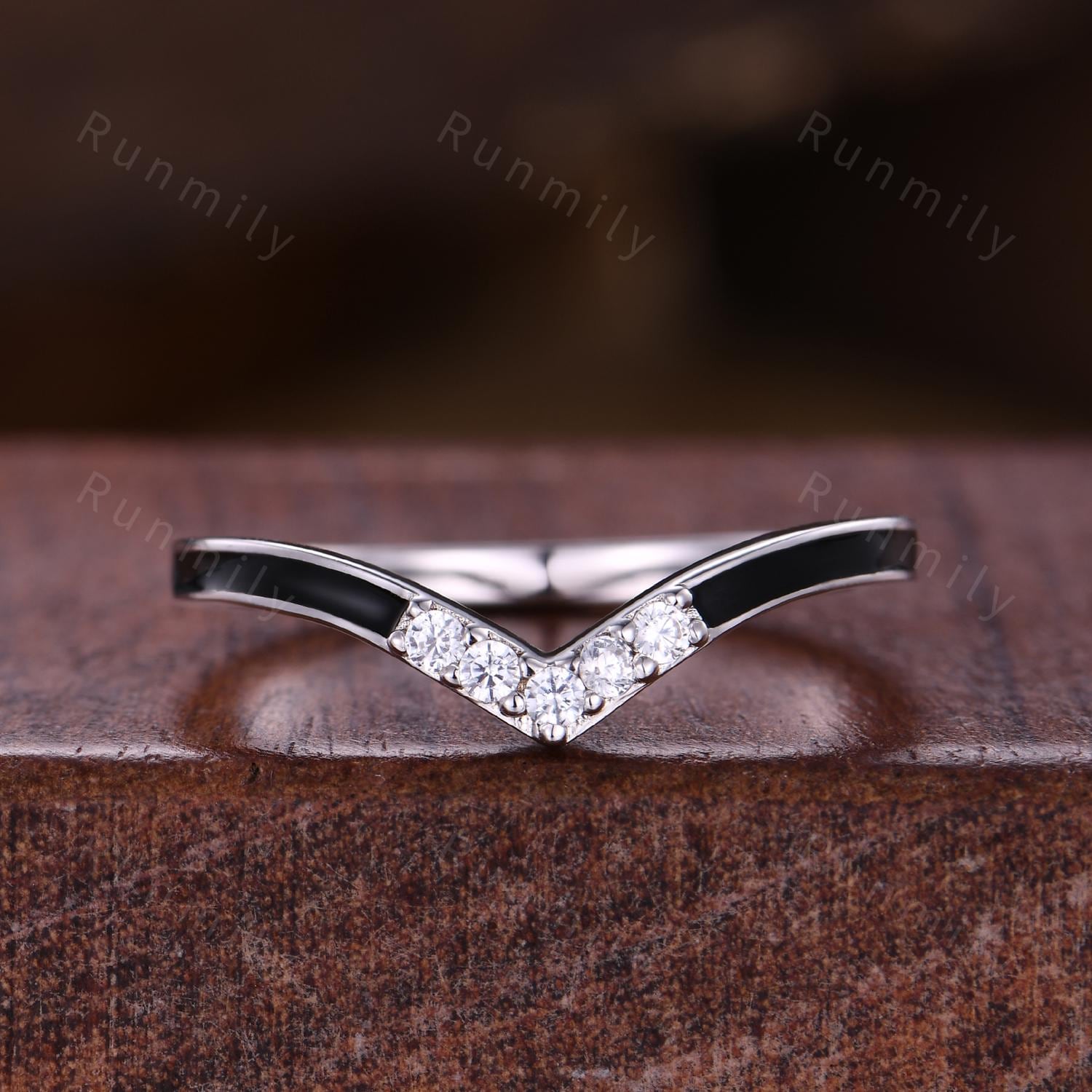 Hexagon cut Black Onyx Engagement ring set Vintage black enamel wedding band Sterling Silver Branch leaf Bridal set Anniversary ring gift