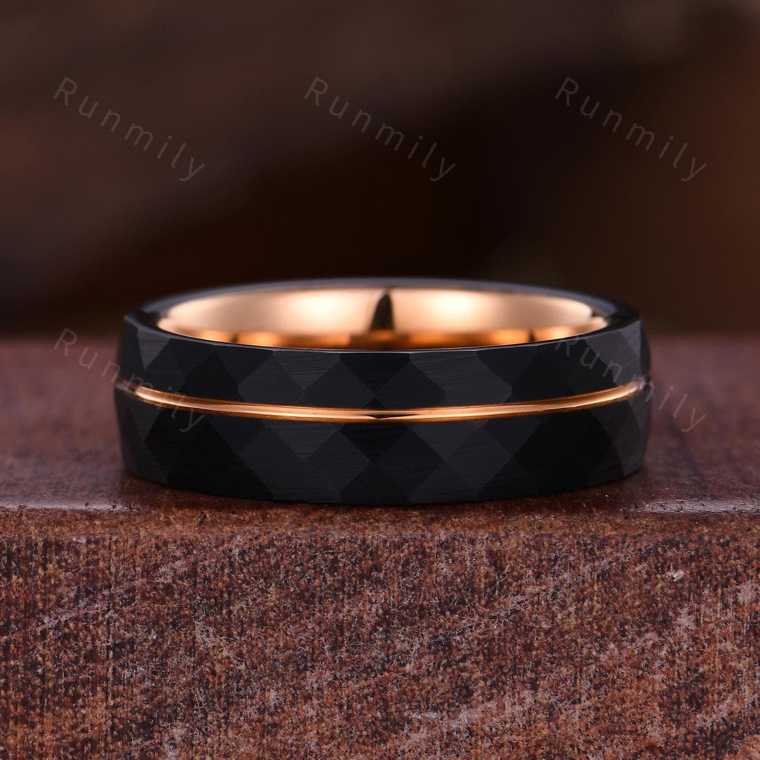 Emerald cut Black Onyx Couples Ring Rose Gold Matching Ring Set Vintage His and Hers Wedding Band Promise Rings For Men For Women