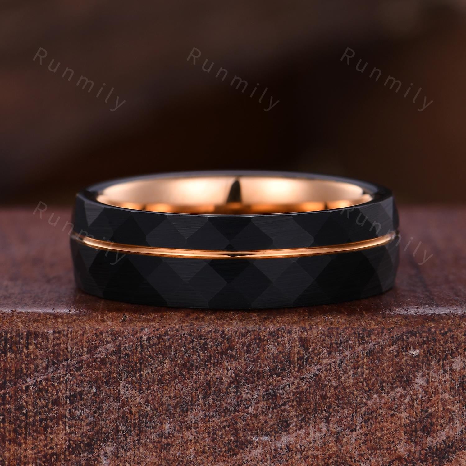 Marquise cut Black Onyx Couples Ring Rose Gold Matching Ring Set His and Hers Wedding Band Promise Ring For Couple Natural Black Gem Rings