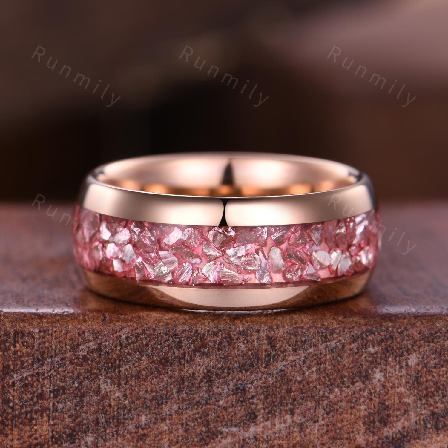 Simulated Pink Diamond Couples Rings, Oval Pink Diamond Rings for Women, His And Hers Wedding Band, Mens Rose Gold Tungsten Ring, Pink Gems