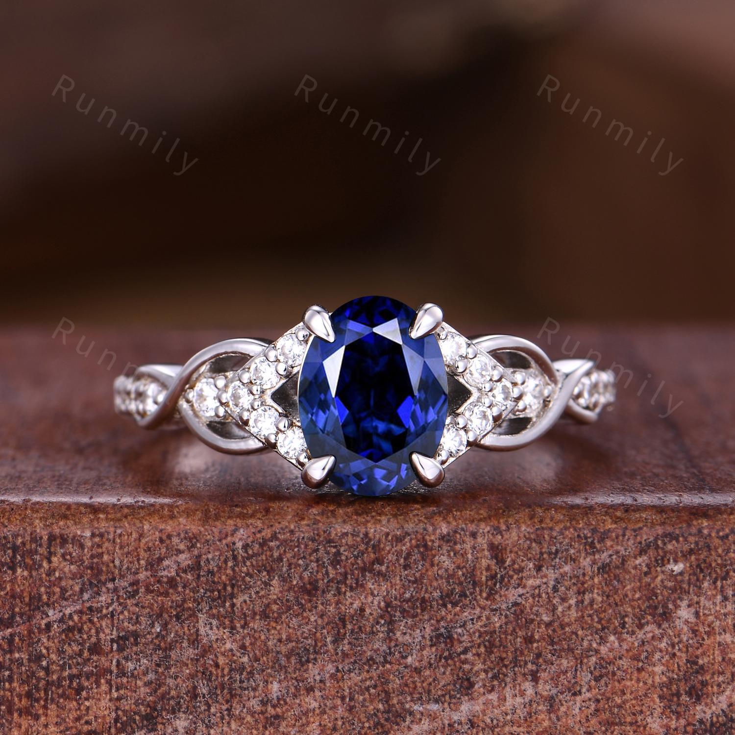 Orion Nebula Ring Set, His and Hers Wedding Band, Mens Crushed Sapphire Ring, Blue Sapphire Matching Couples Ring, September Birthstone Ring