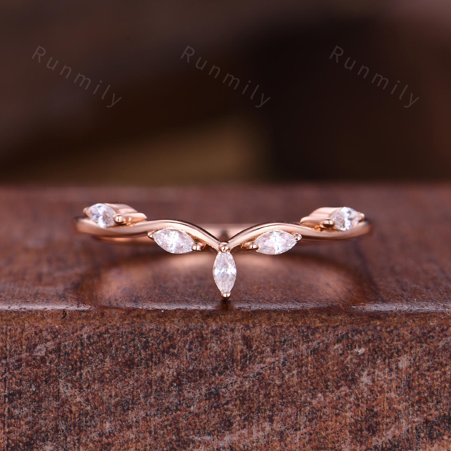 Hexagon cut Blue Sandstone Engagement ring set Vintage marquise diamond wedding band Rose gold Cluster stacking Bridal set Anniversary ring