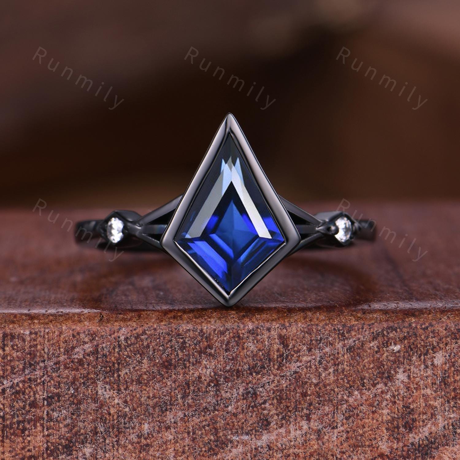 Orion Nebula Ring Set, His And Hers Wedding Band, Kite Cut Blue Sapphire Ring, Gothic Black Gold Ring, Outer Space Couples Ring