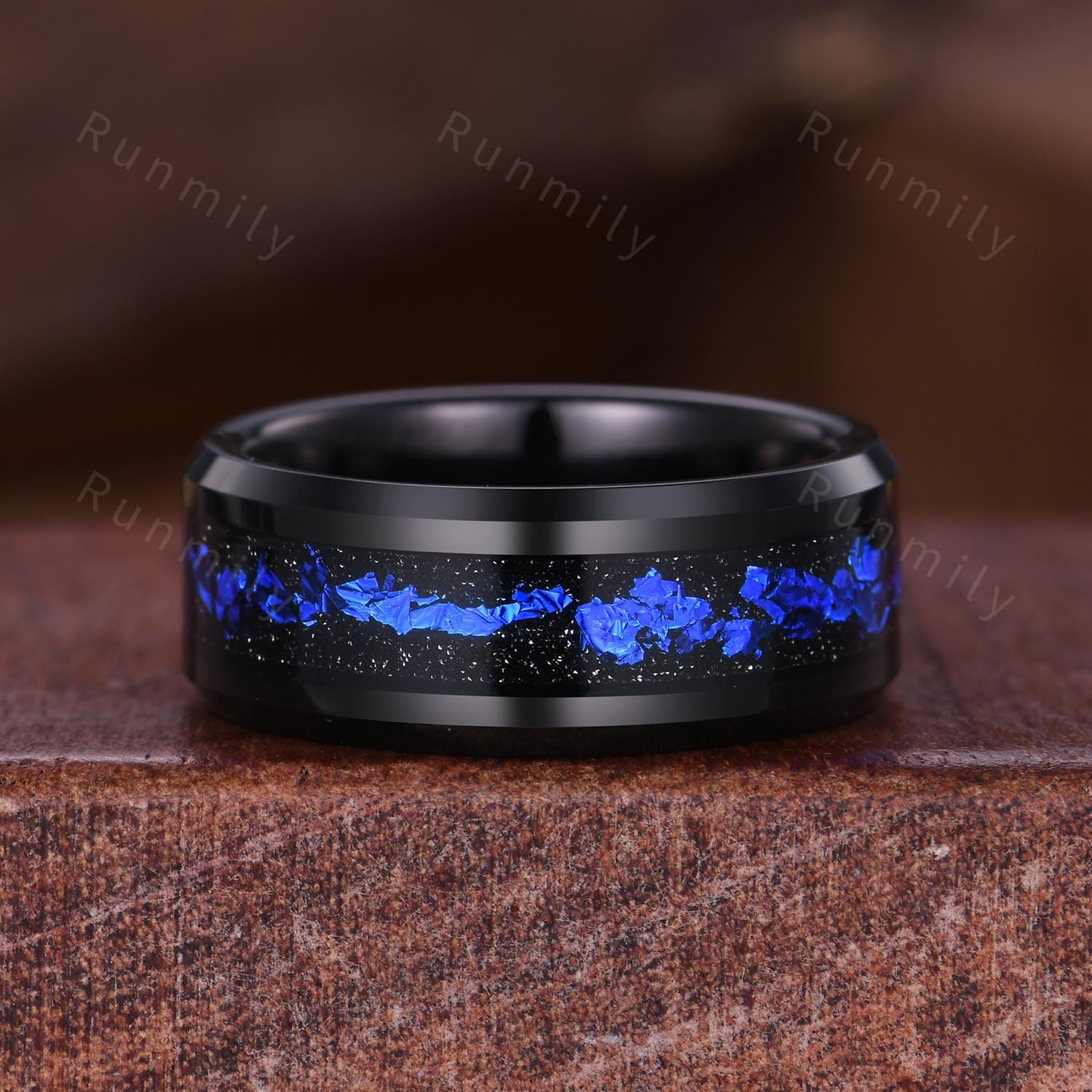 Orion Nebula Ring Set, His And Hers Wedding Band, Kite Cut Blue Sapphire Ring, Gothic Black Gold Ring, Outer Space Couples Ring