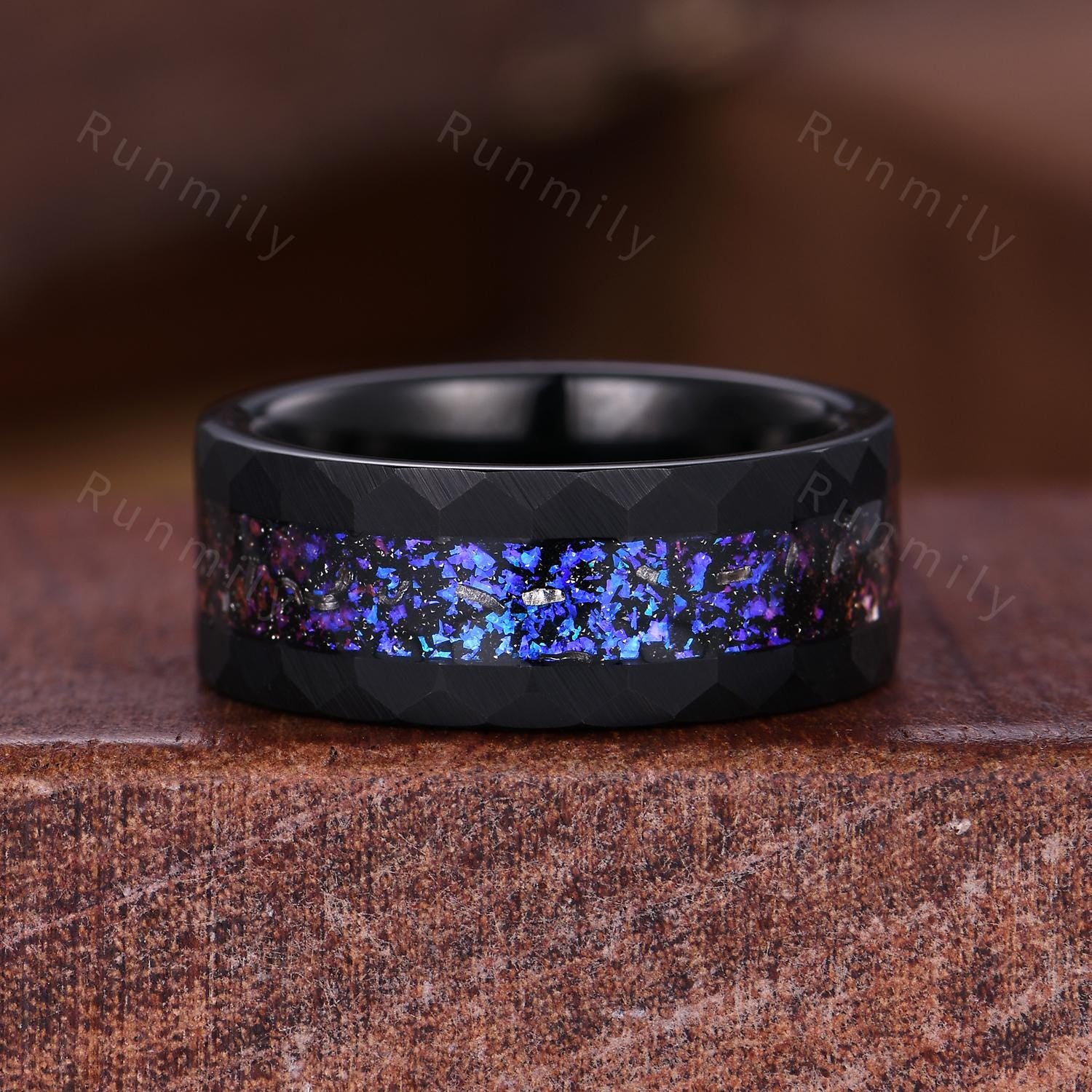 Kite cut Blue Sapphire Rings, Orion Nebula Ring, Starry Sky Couples Ring Set, Vine Leaf Ring, Mens Galaxy Tungsten Band, September Rings